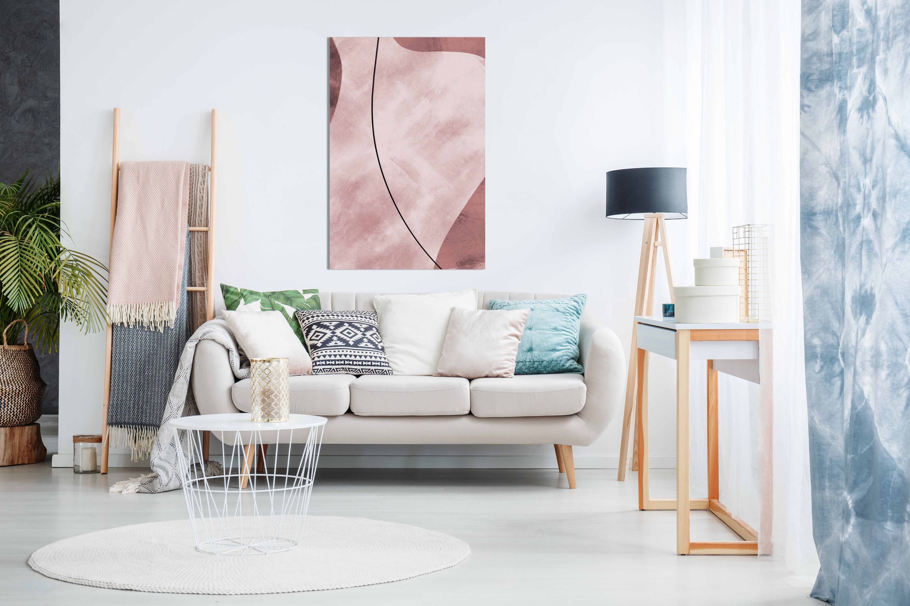 Abstract Shapes Pink, Pictures for Home Walls, Bedroom, Living Room & Bathroom Decor