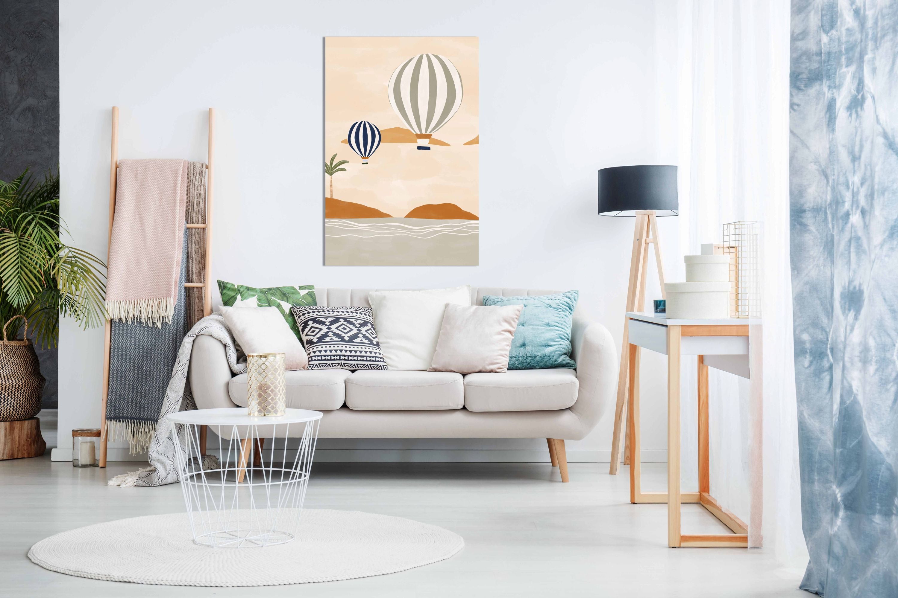 Airballoons In Dessert, Pictures for Home Walls, Bedroom, Living Room & Bathroom Decor