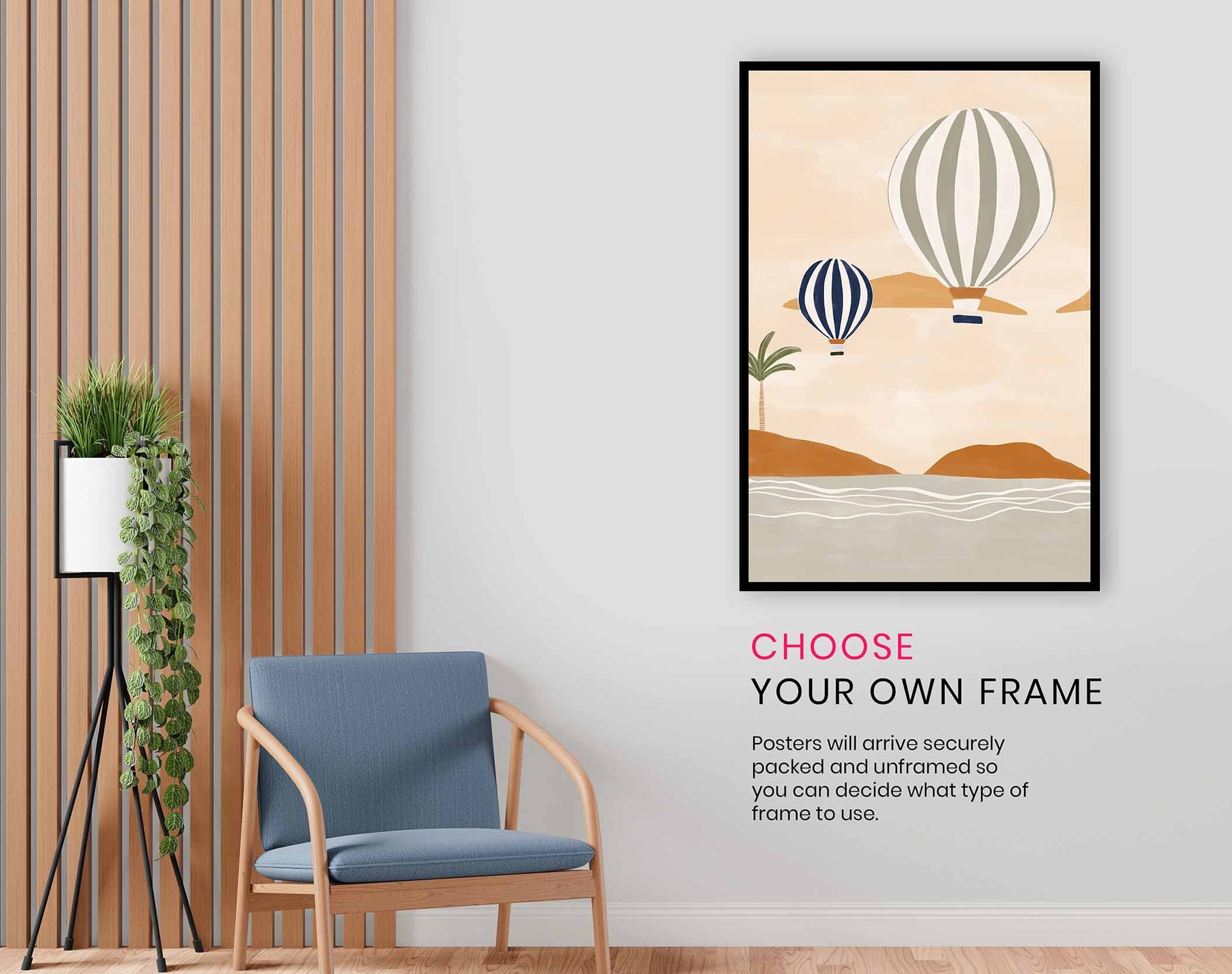 Airballoons In Dessert, Pictures for Home Walls, Bedroom, Living Room & Bathroom Decor