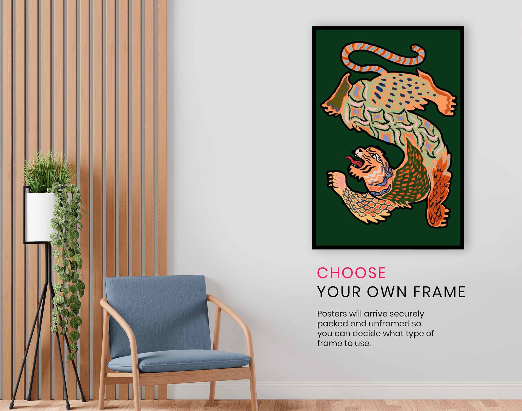 Asiantiger Green, Pictures for Home Walls, Bedroom, Living Room & Bathroom Decor