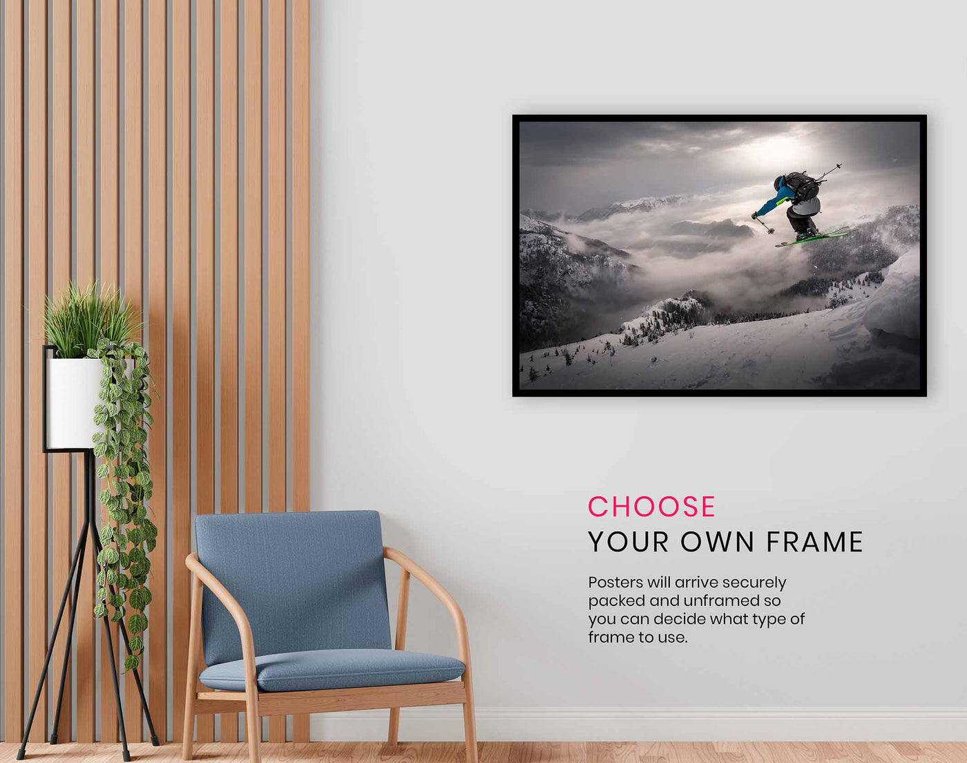 Backcountry skiing, Pictures for Home Walls, Bedroom, Living Room & Bathroom Decor