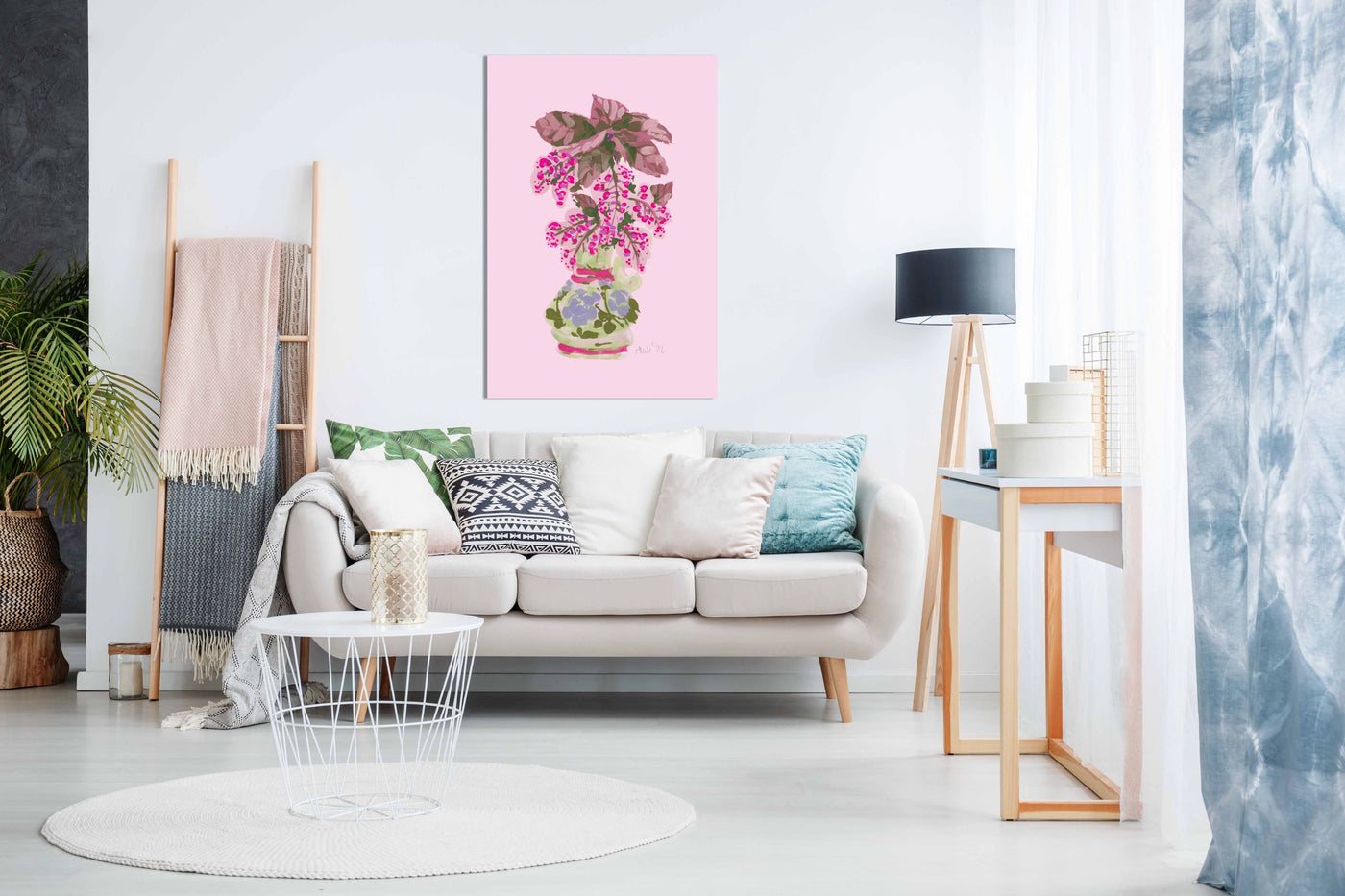 Blooming Vase In Pink, Pictures for Home Walls, Bedroom, Living Room & Bathroom Decor