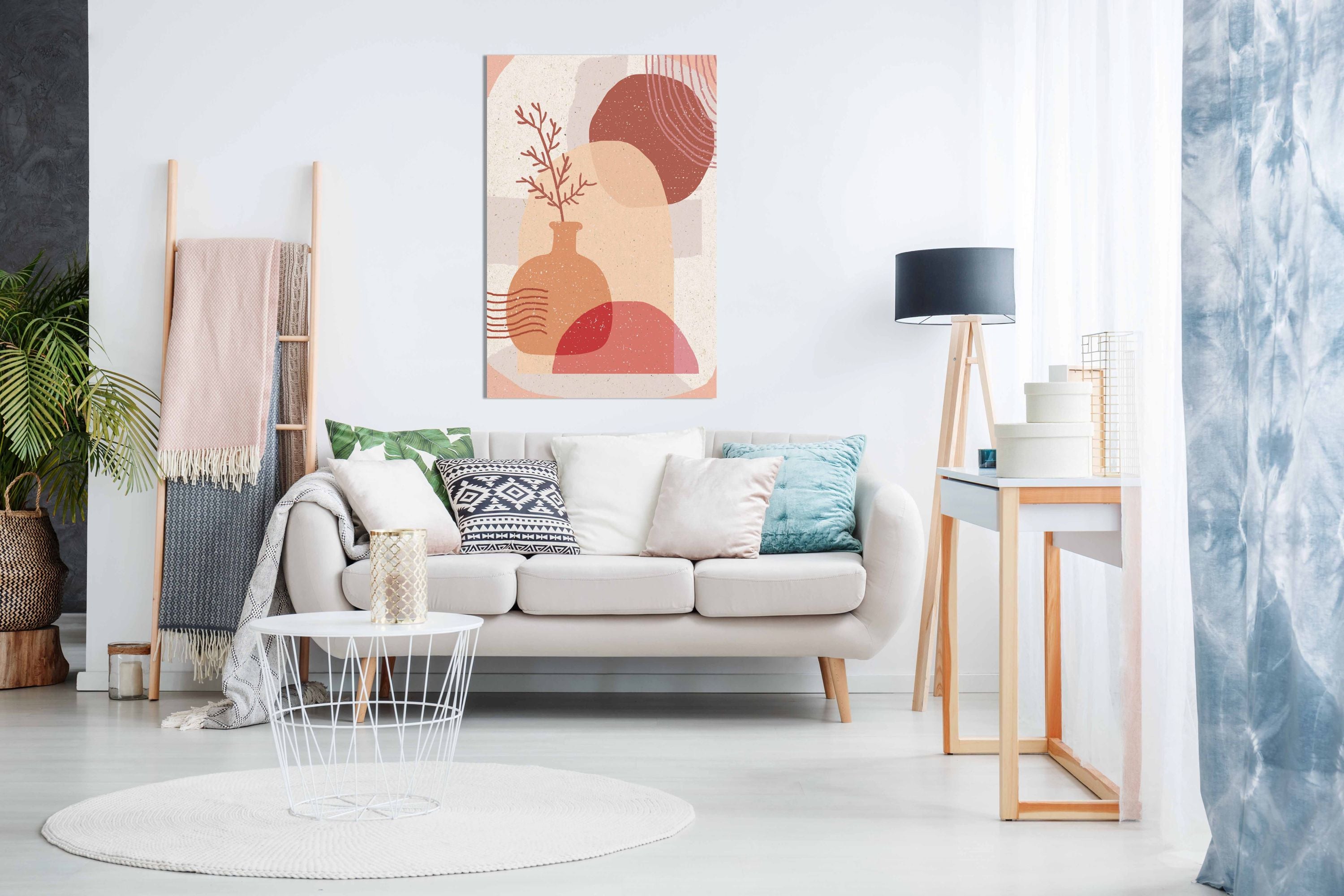 Boho Plant and Pot, Pictures for Home Walls, Bedroom, Living Room & Bathroom Decor