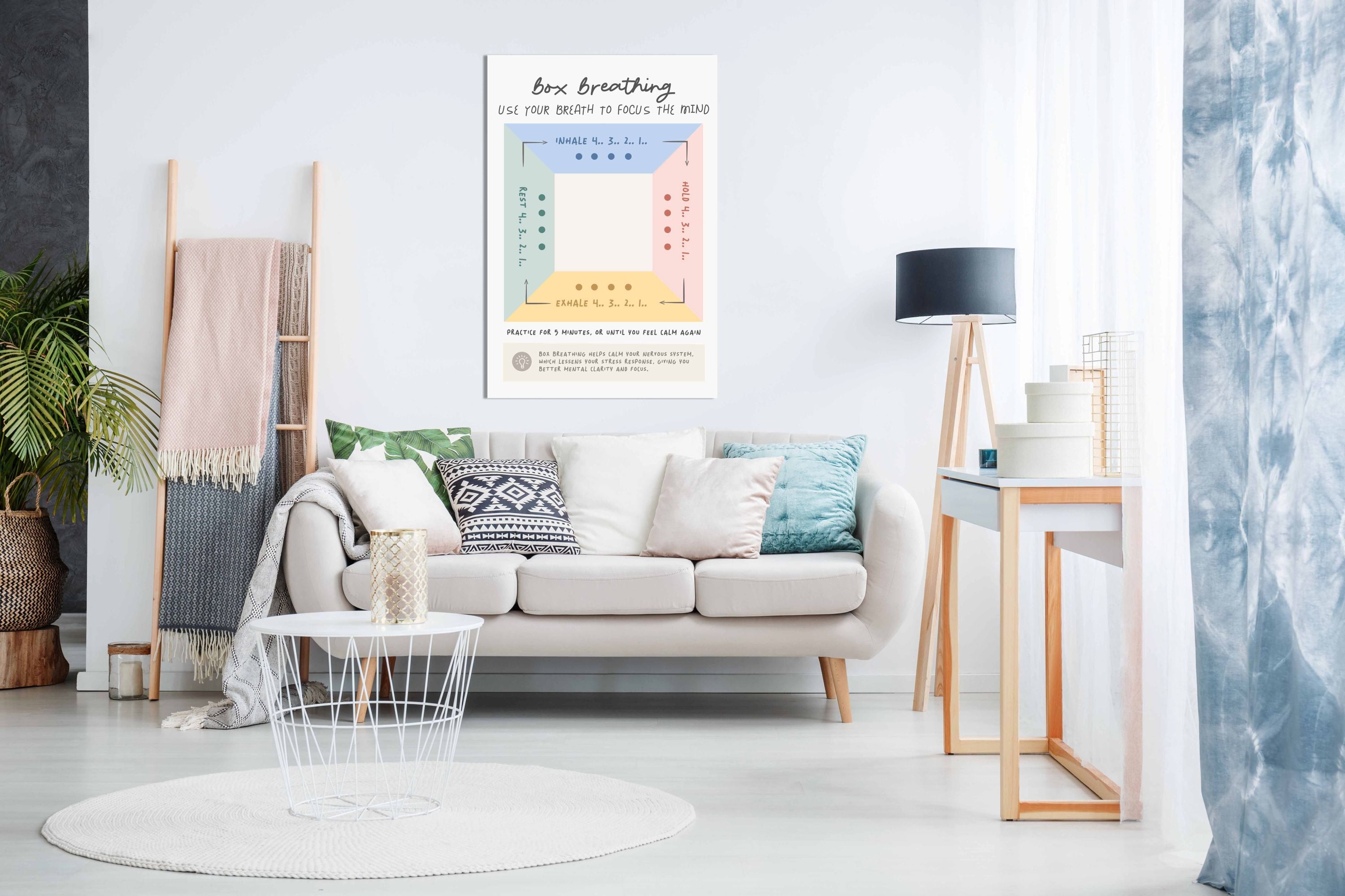 Box Breathing, Pictures for Home Walls, Bedroom, Living Room & Bathroom Decor