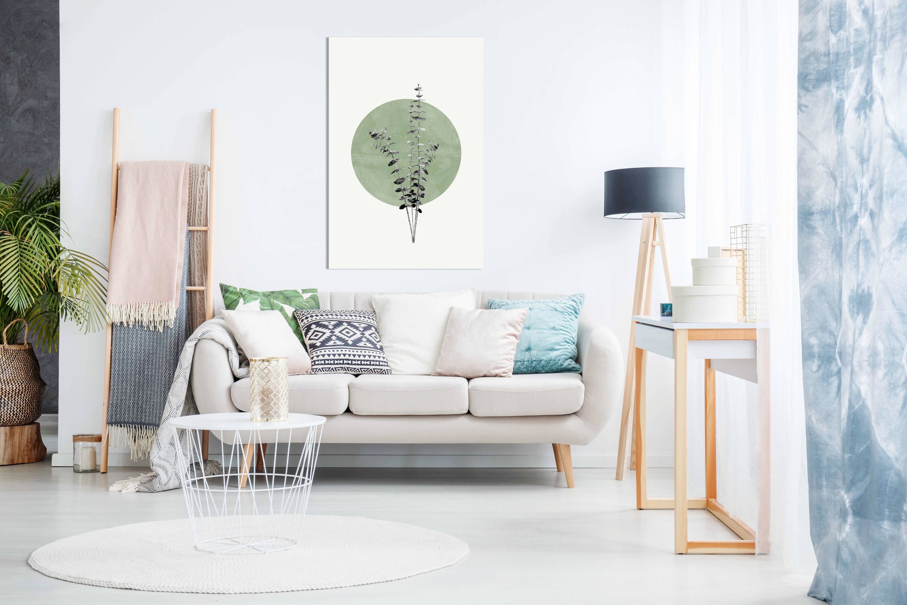 Eucalyptus and Green Moon, Pictures for Home Walls, Bedroom, Living Room & Bathroom Decor