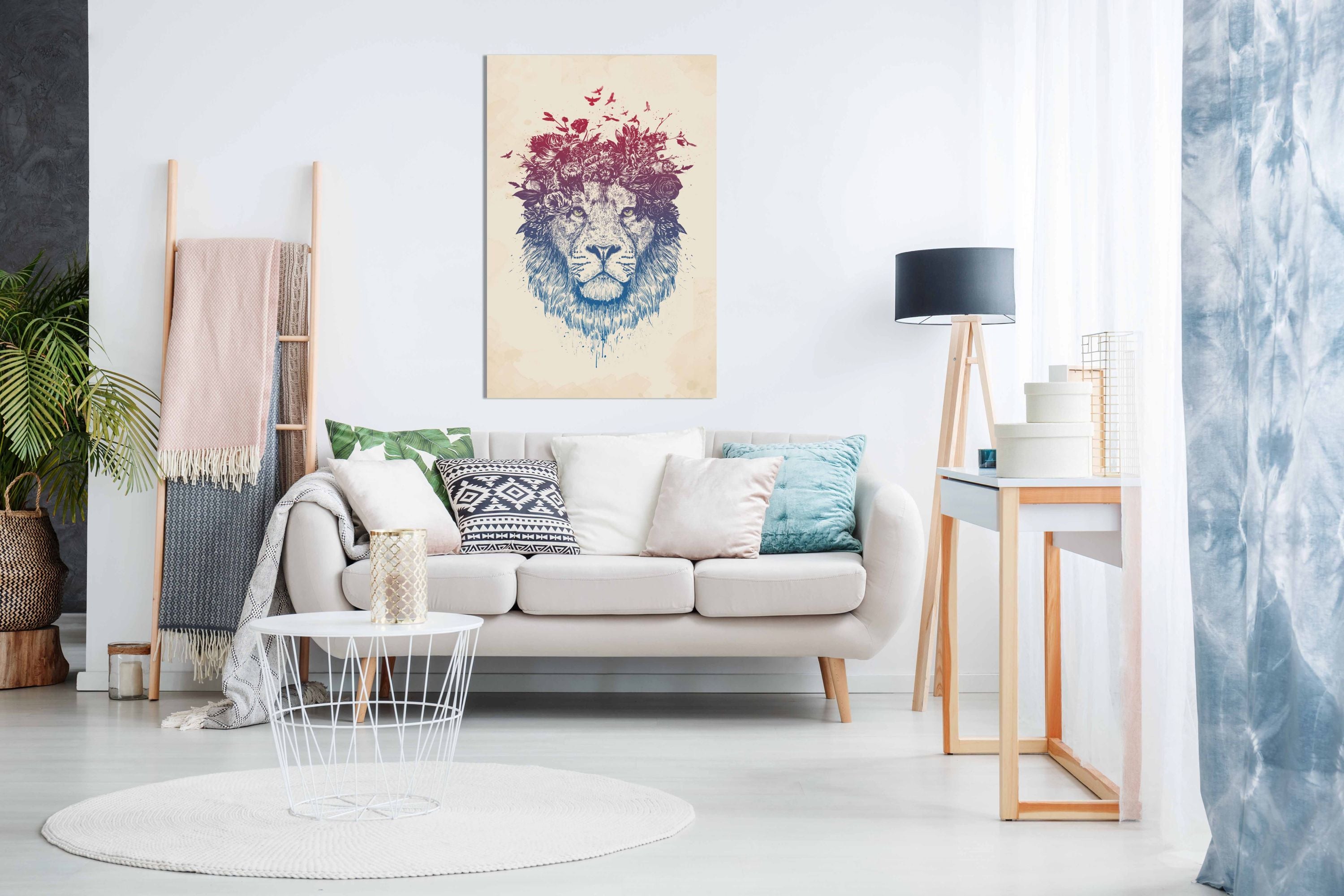 Floral lion, Pictures for Home Walls, Bedroom, Living Room & Bathroom Decor