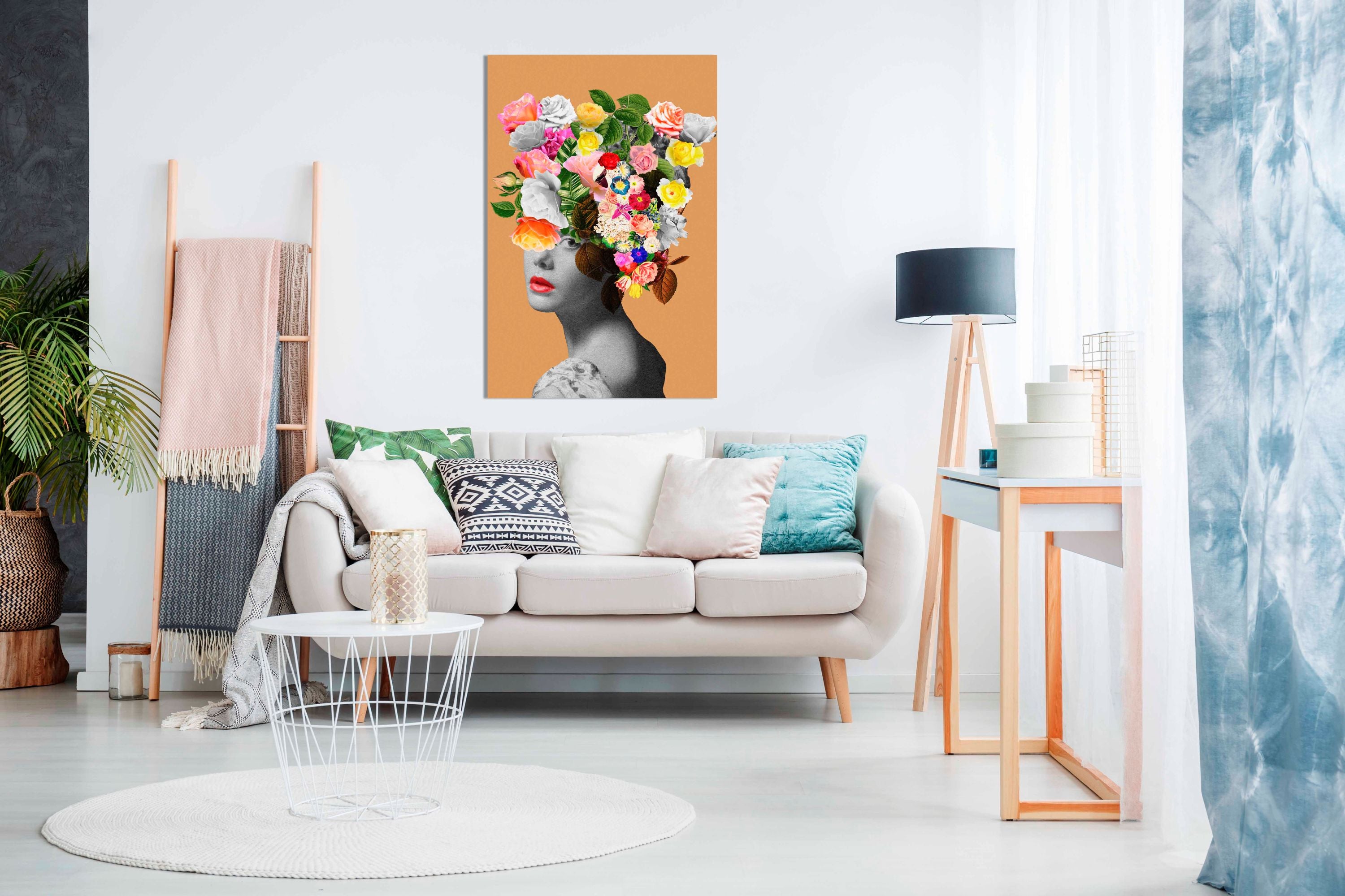 Floral portrait Canvas Print, Pictures for Home Walls, Bedroom, Living Room & Bathroom Decor