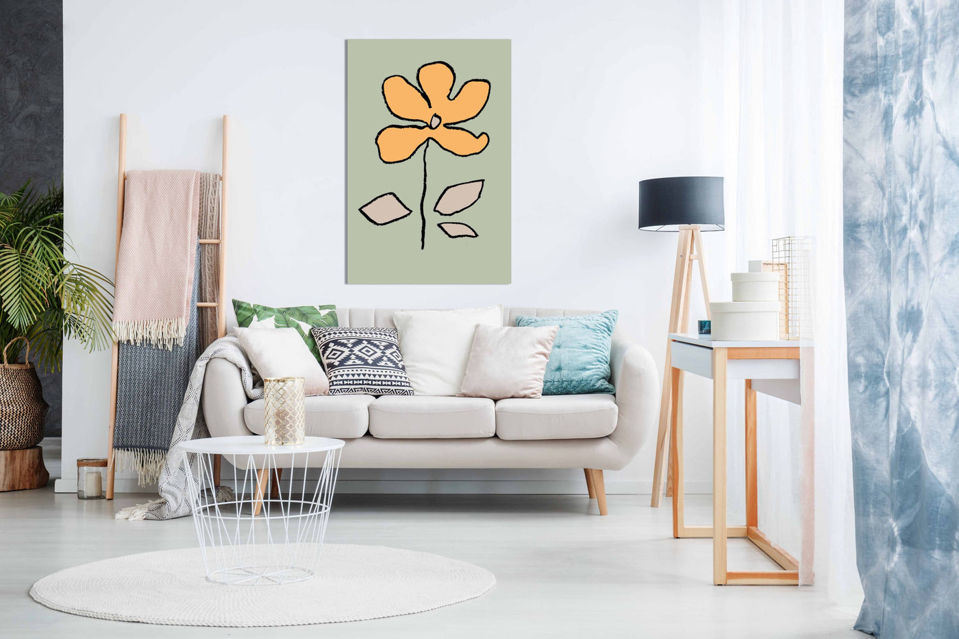 Flower Yellow and Green, Pictures for Home Walls, Bedroom, Living Room & Bathroom Decor
