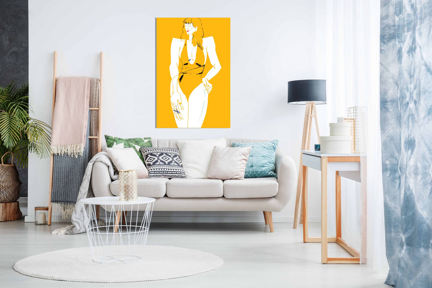 Girl in Bathing Suit Yellow, Pictures for Home Walls, Bedroom, Living Room & Bathroom Decor
