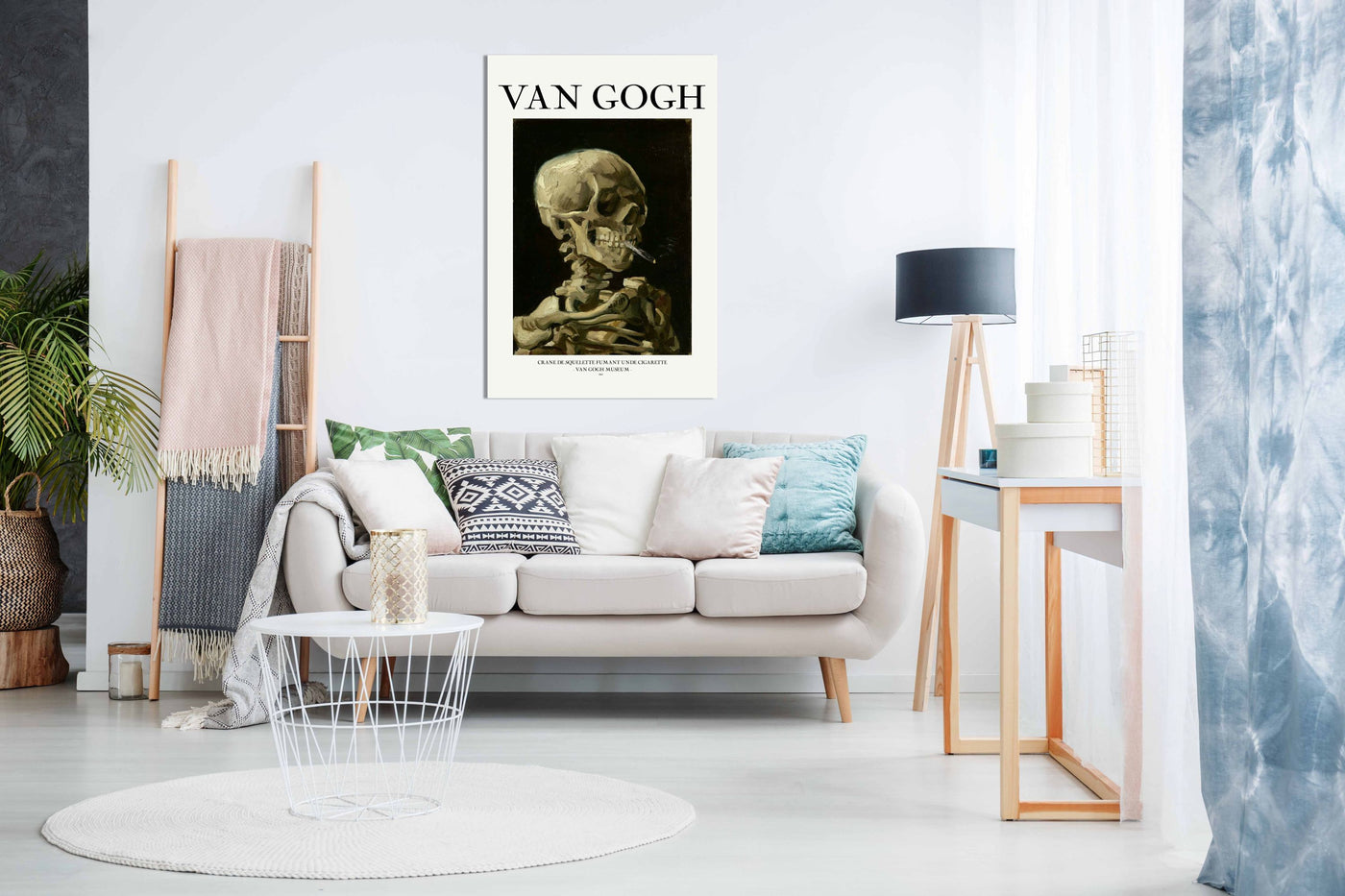 Head of a skeleton with a burning cigarette, Pictures for Home Walls, Bedroom, Living Room & Bathroom Decor