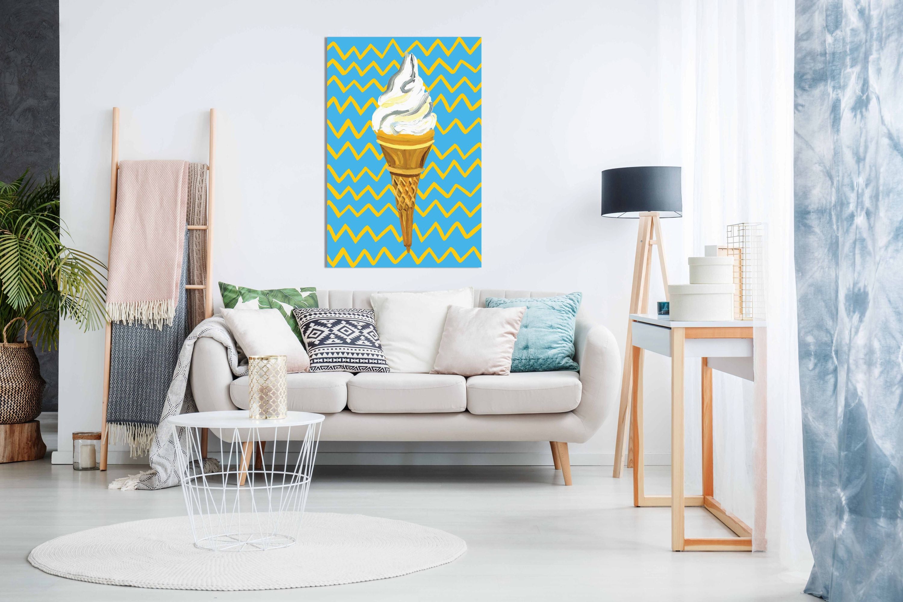 Ice Cream Blue, Pictures for Home Walls, Bedroom, Living Room & Bathroom Decor