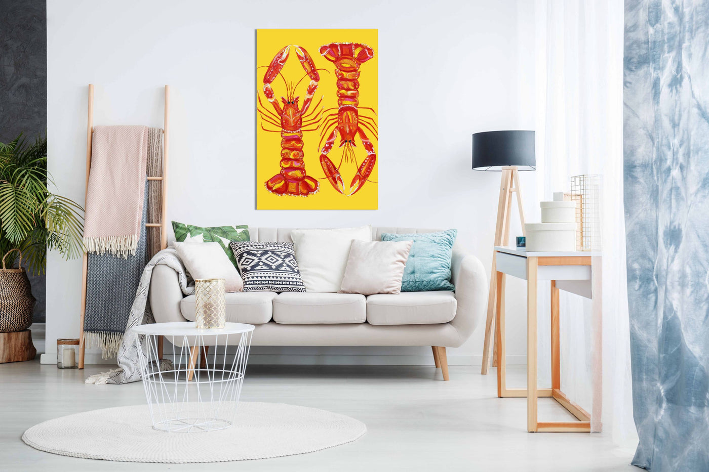 Langoustines On Yellow, Pictures for Home Walls, Bedroom, Living Room & Bathroom Decor