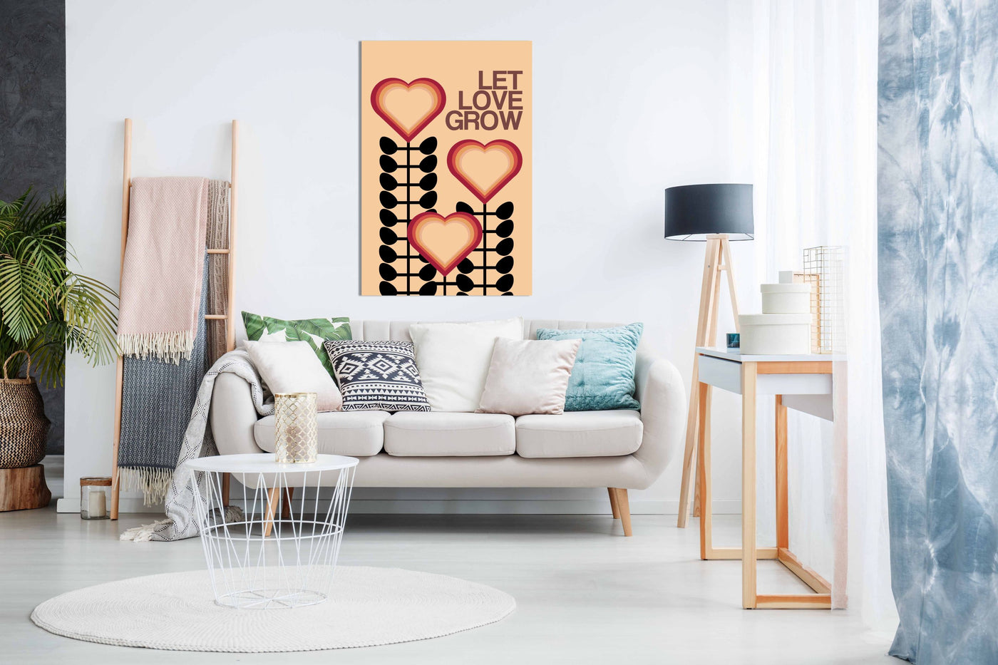 Let Love Grow Cream, Pictures for Home Walls, Bedroom, Living Room & Bathroom Decor