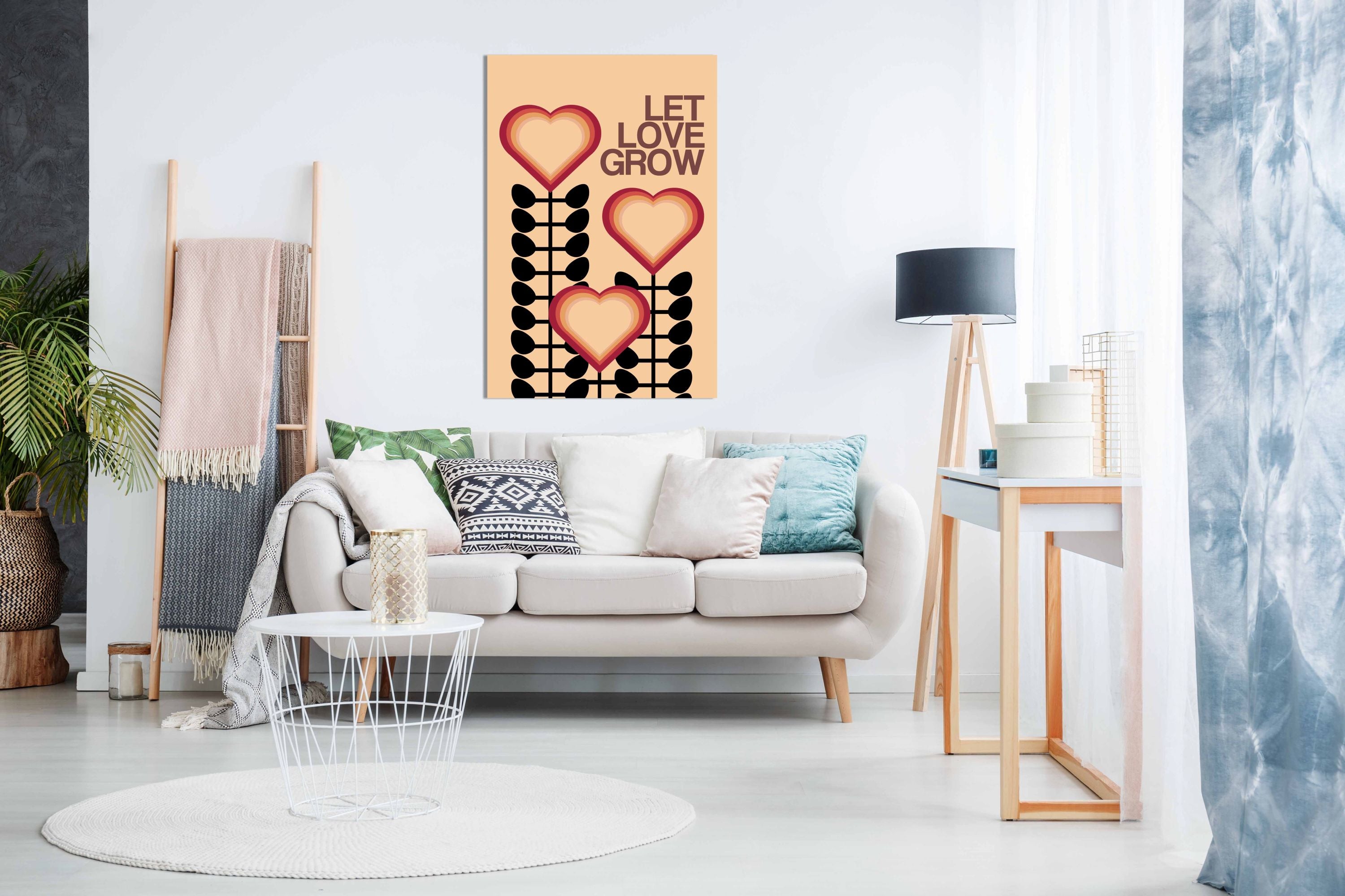 Let Love Grow Cream, Pictures for Home Walls, Bedroom, Living Room & Bathroom Decor