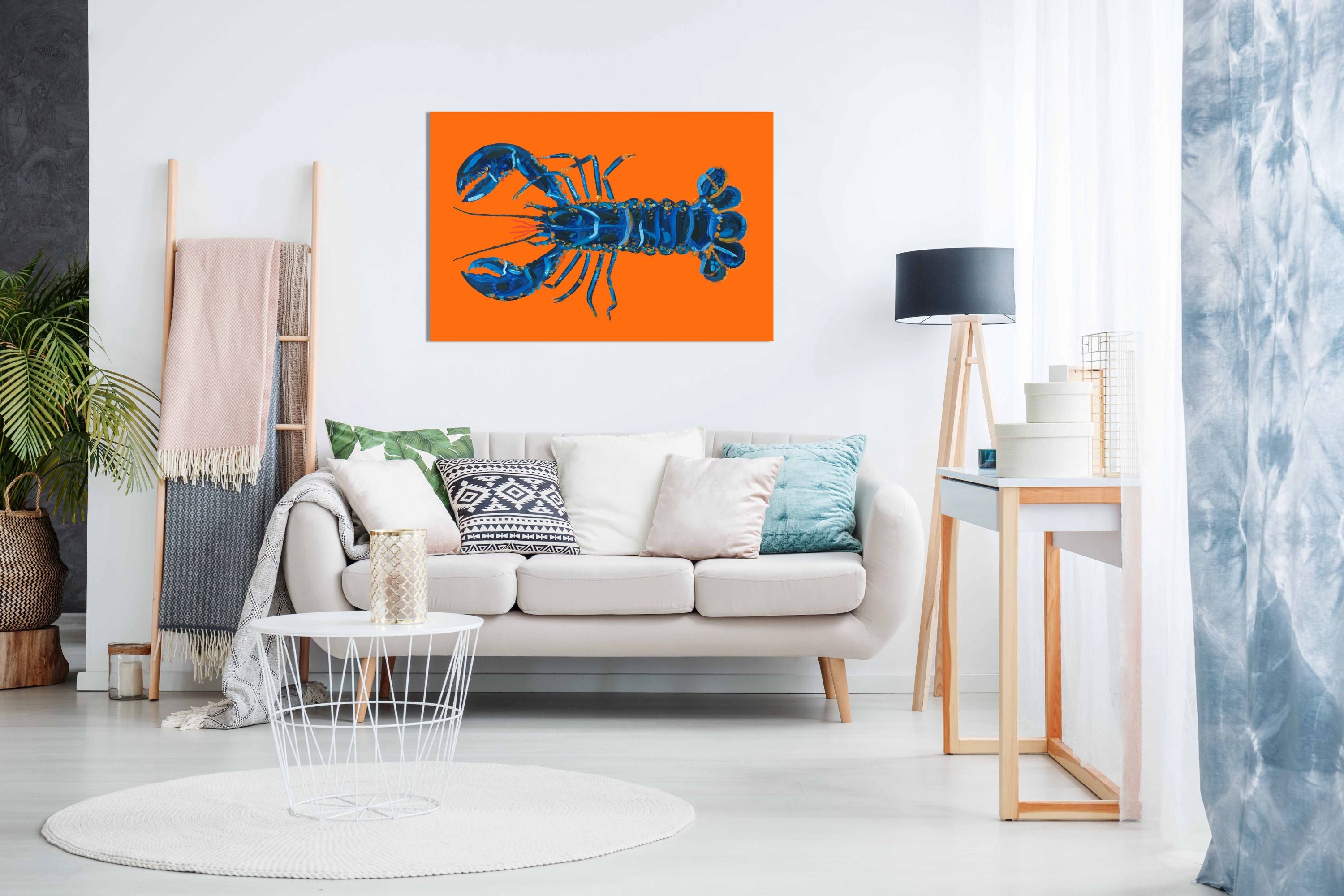 Lobster On Orange, Pictures for Home Walls, Bedroom, Living Room & Bathroom Decor
