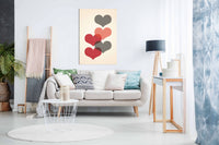 Mid century hearts in red, Pictures for Home Walls, Bedroom, Living Room & Bathroom Decor