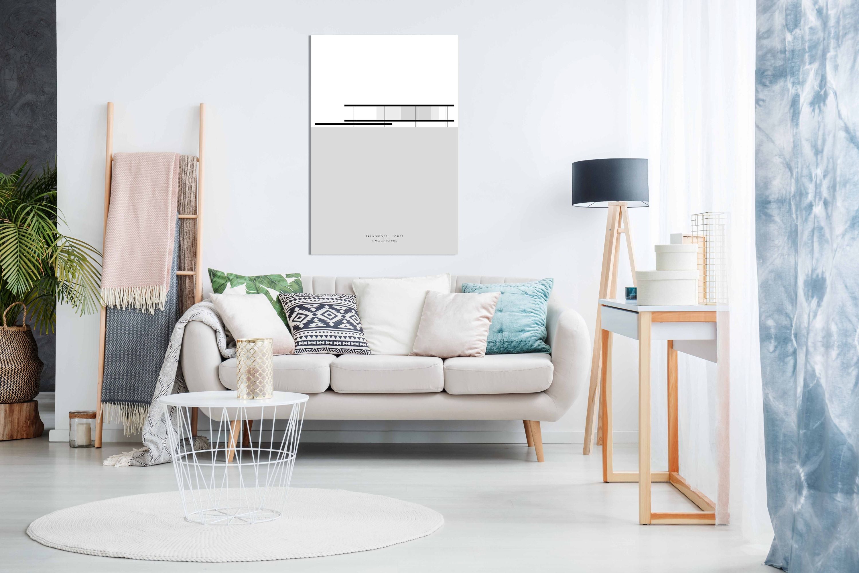 Minimal Farnsworth house, Pictures for Home Walls, Bedroom, Living Room & Bathroom Decor