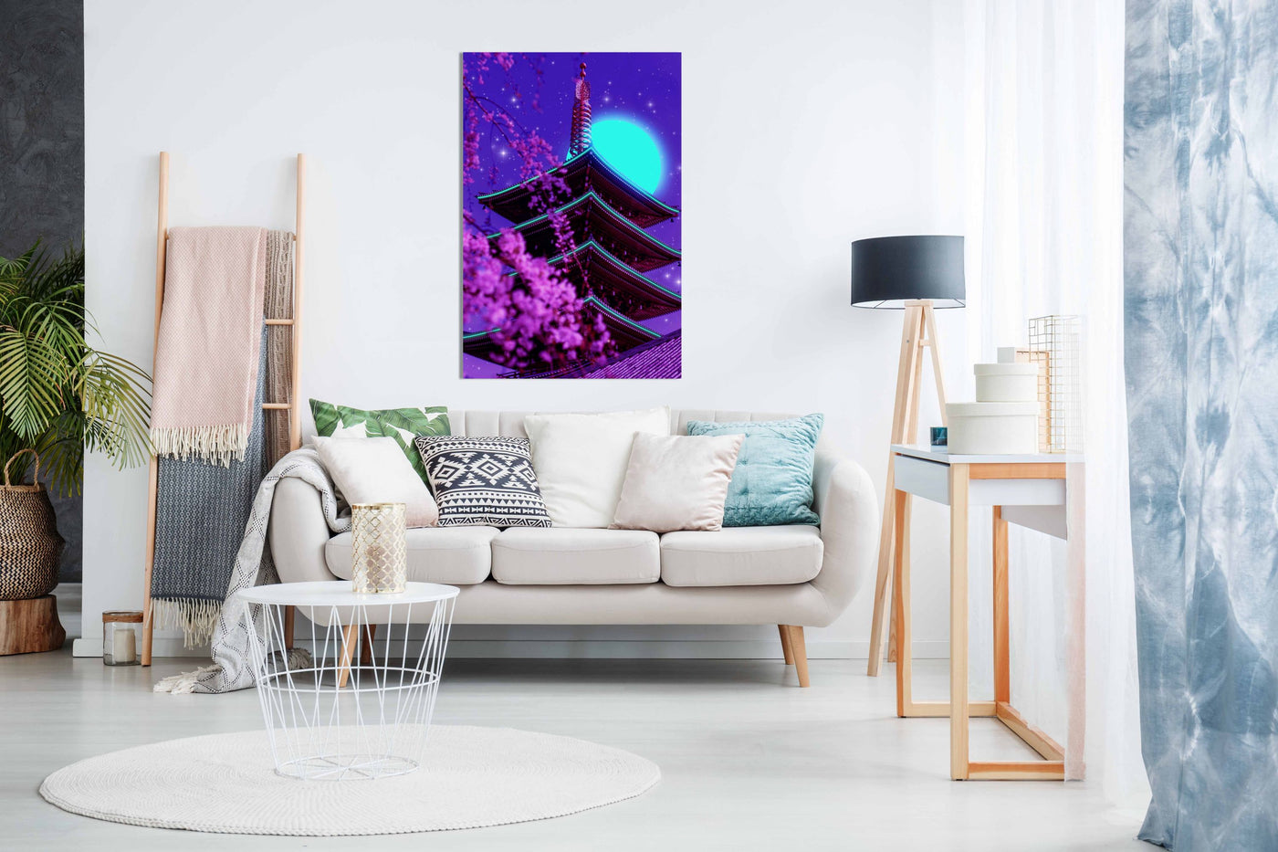 Neon Temple, Pictures for Home Walls, Bedroom, Living Room & Bathroom Decor