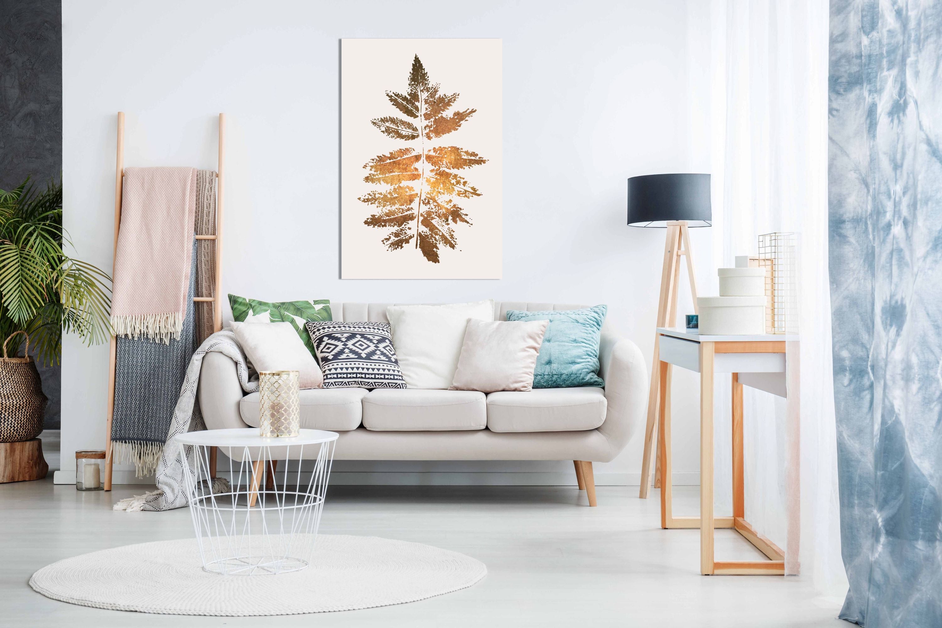 Oak Leaf Print  Gold, Pictures for Home Walls, Bedroom, Living Room & Bathroom Decor
