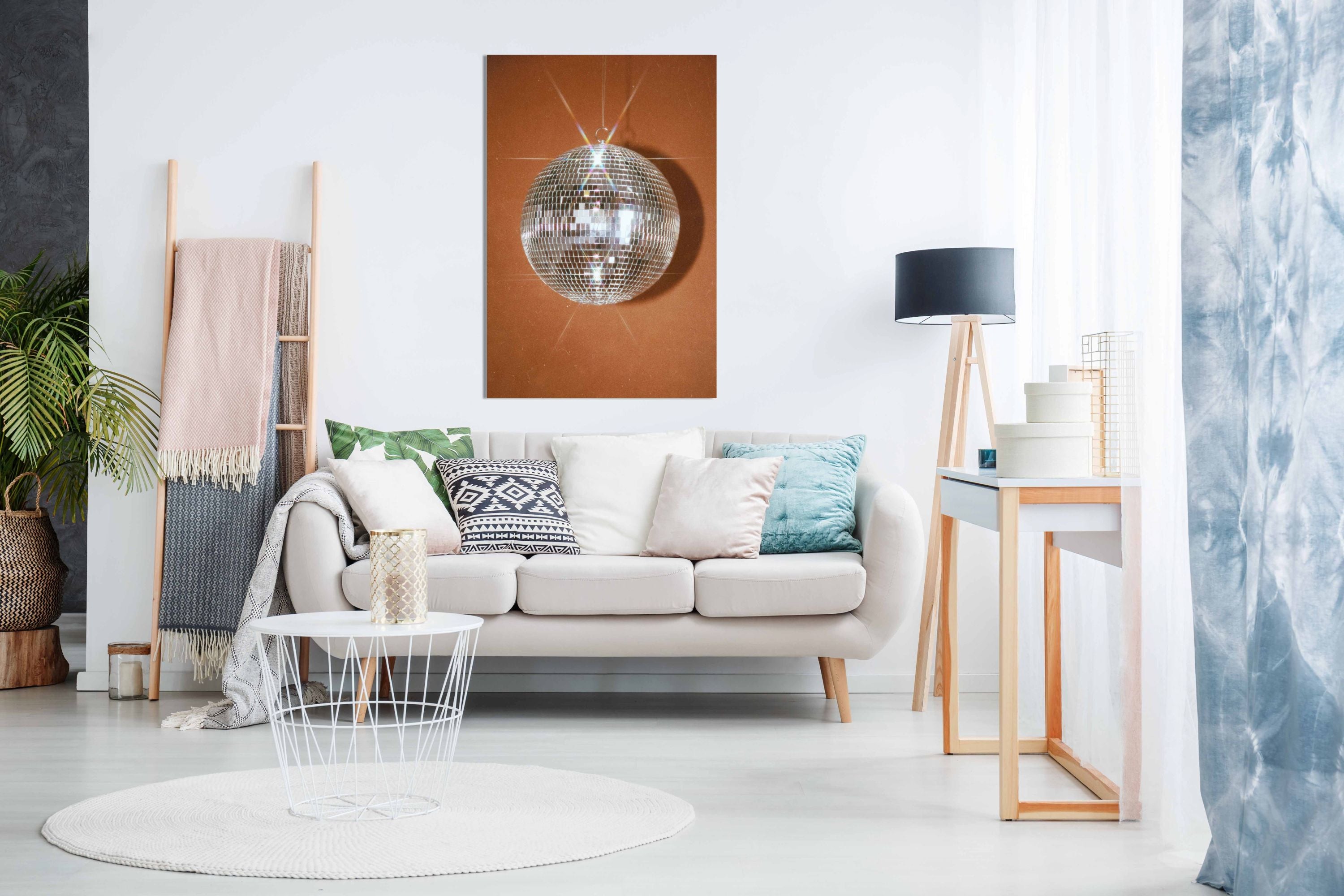 Orange Disco Ball, Pictures for Home Walls, Bedroom, Living Room & Bathroom Decor