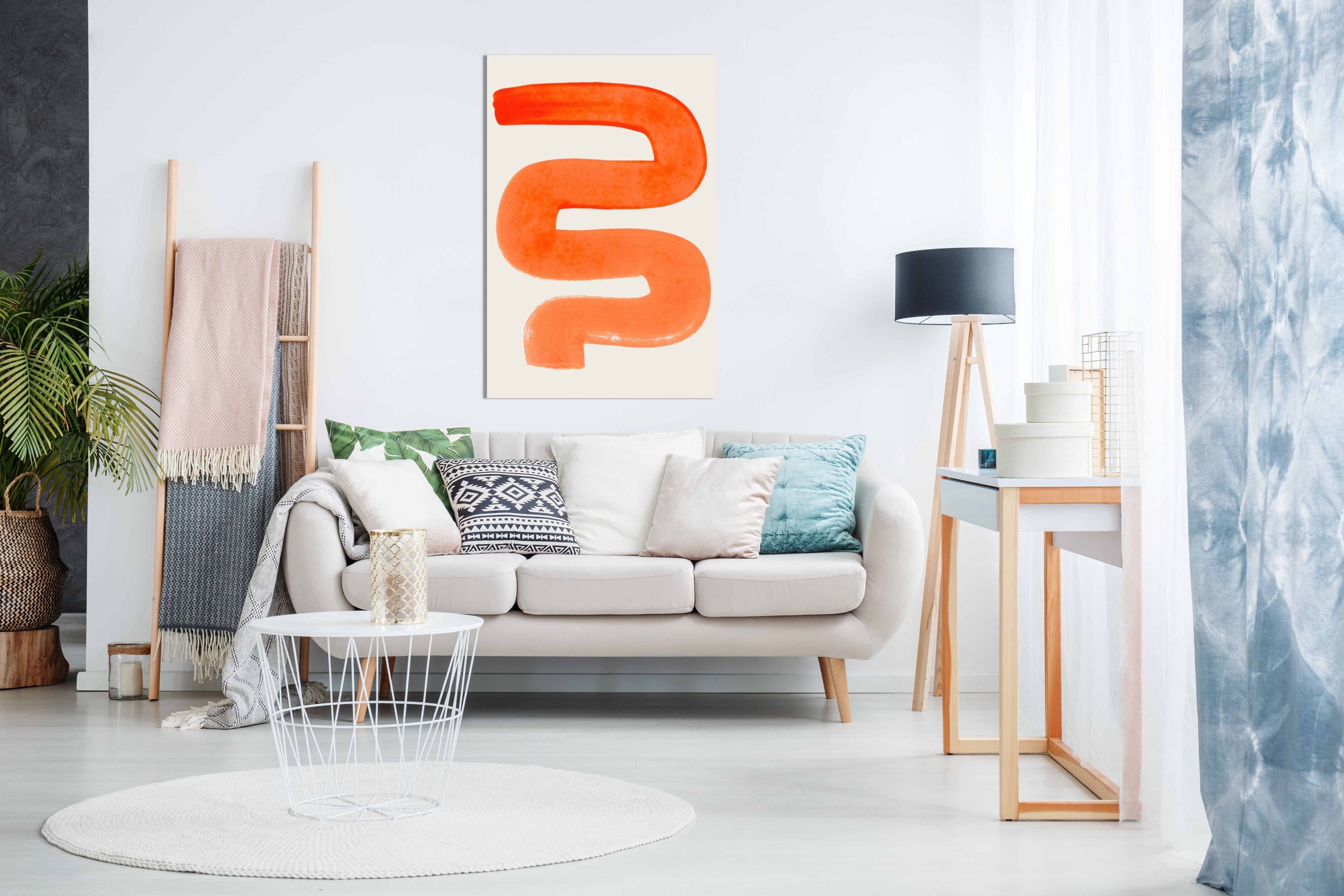 Orange Wiggle ,Pictures for Home Walls, Bedroom, Living Room & Bathroom Decor