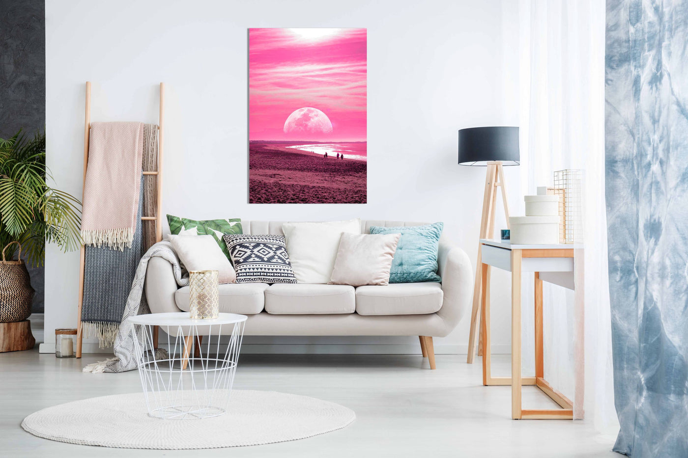 Pink Beach, Pictures for Home Walls, Bedroom, Living Room & Bathroom Decor