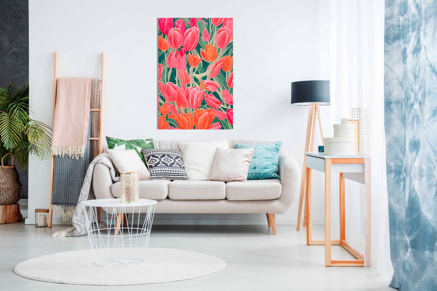 Pink Tulips, Pictures for Home Walls, Bedroom, Living Room & Bathroom Decor