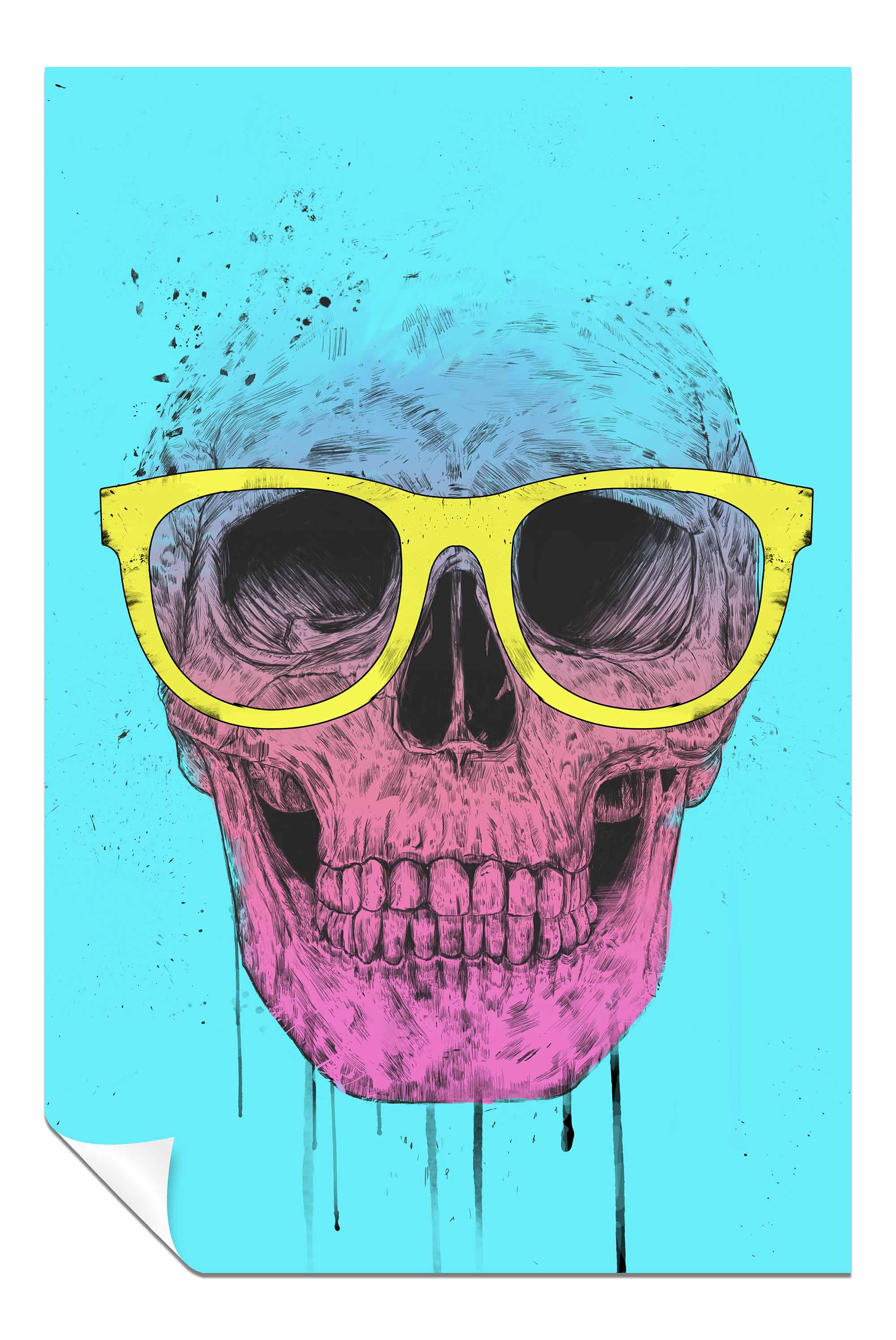 Pop art skull with glasses, Pictures for Home Walls, Bedroom, Living Room & Bathroom Decor