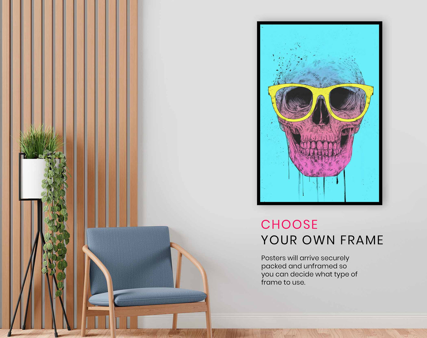 Pop art skull with glasses, Pictures for Home Walls, Bedroom, Living Room & Bathroom Decor