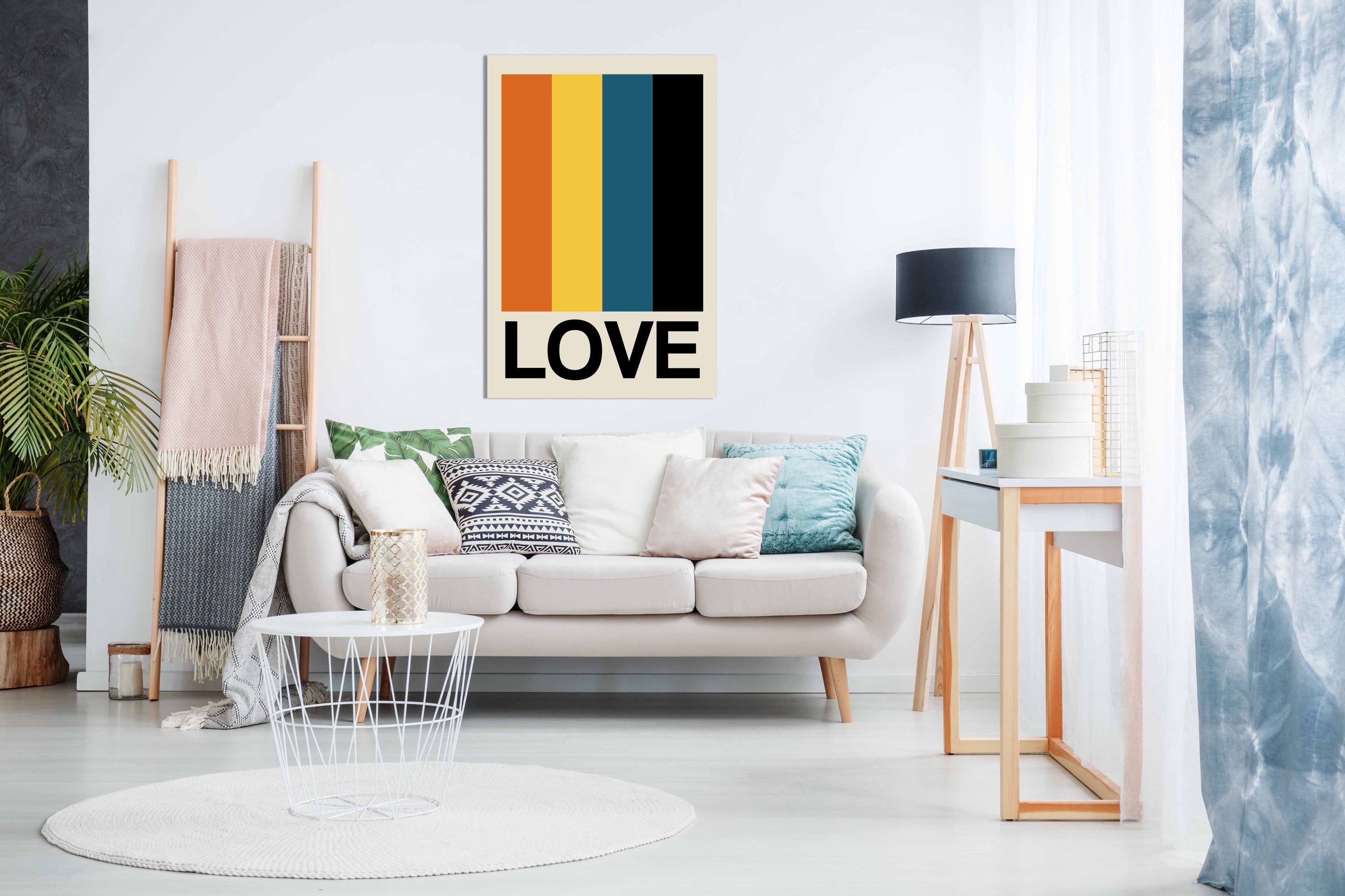 Retro Stripe LOVE Sundaze, Pictures for Home Walls, Bedroom, Living Room & Bathroom Decor