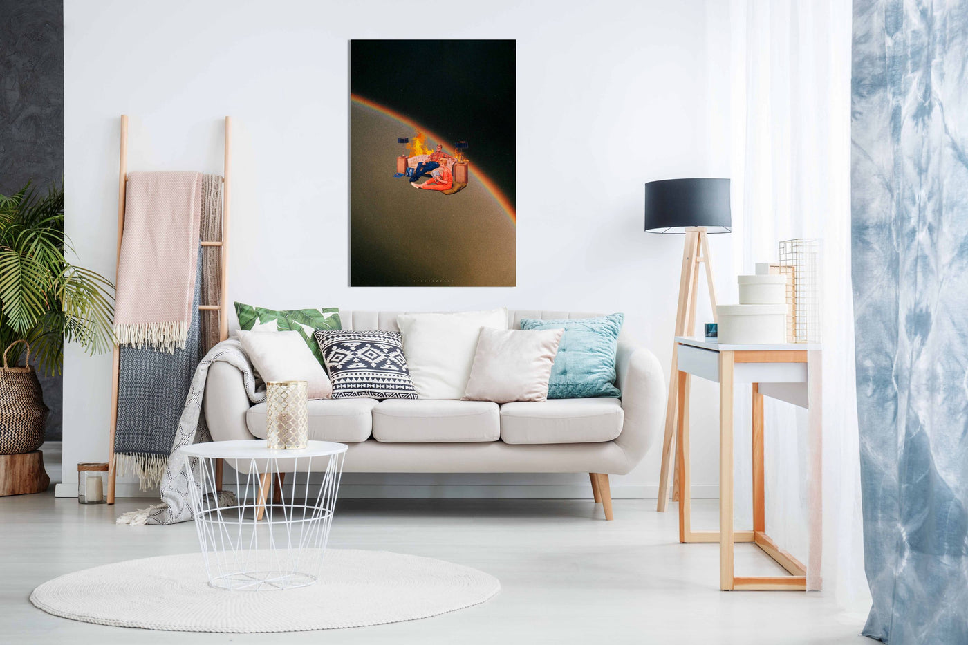 Sitting by the Cosmos, Pictures for Home Walls, Bedroom, Living Room & Bathroom Decor
