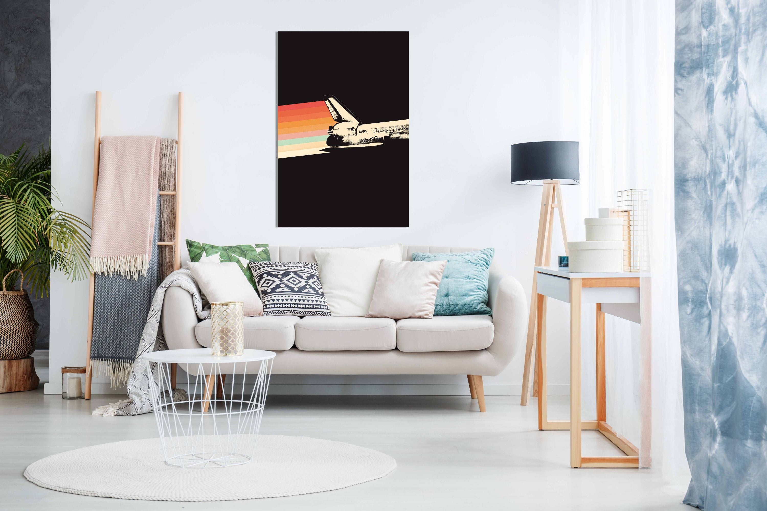 Space Ship Rainbow, Pictures for Home Walls, Bedroom, Living Room & Bathroom Decor
