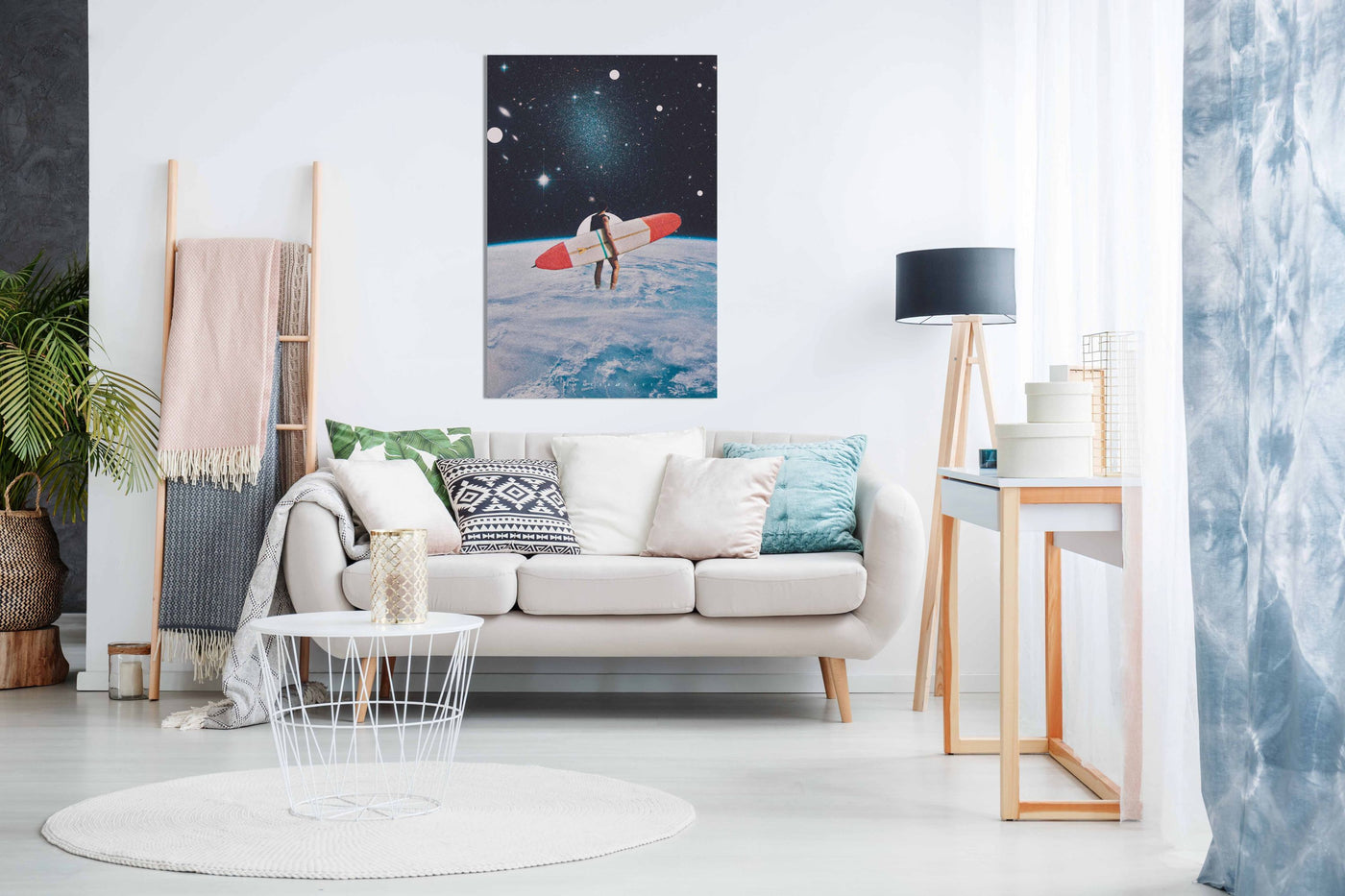 Surf in Space, Pictures for Home Walls, Bedroom, Living Room & Bathroom Decor