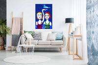 Swimming Ladies with Blue Bird, Pictures for Home Walls, Bedroom, Living Room & Bathroom Decor