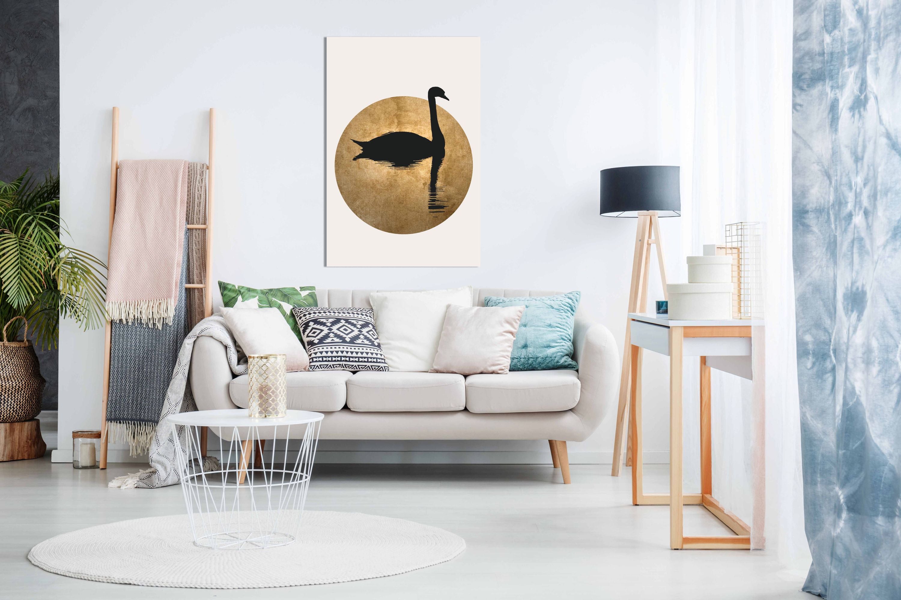 The Swan Gold, Pictures for Home Walls, Bedroom, Living Room & Bathroom Decor