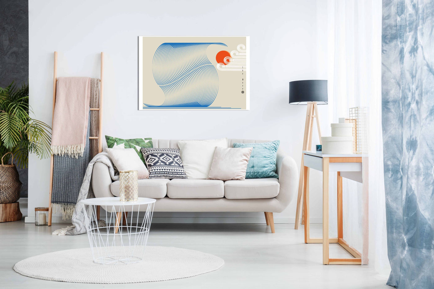 The Wave Biscuit - Blue, Pictures for Home Walls, Bedroom, Living Room & Bathroom Decor