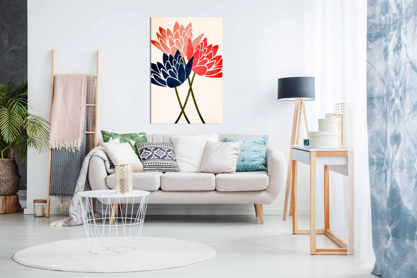 Three Dancing Blossoms, Pictures for Home Walls, Bedroom, Living Room & Bathroom Decor