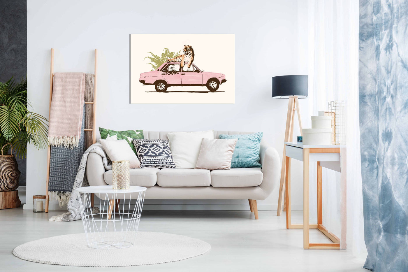 Tiger On Car, Pictures for Home Walls, Bedroom, Living Room & Bathroom Decor
