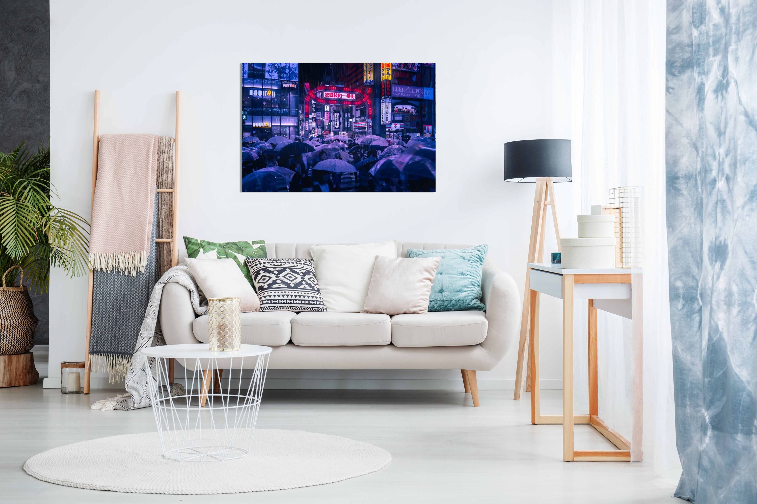 Tokyo Blue Rain, Pictures for Home Walls, Bedroom, Living Room & Bathroom Decor