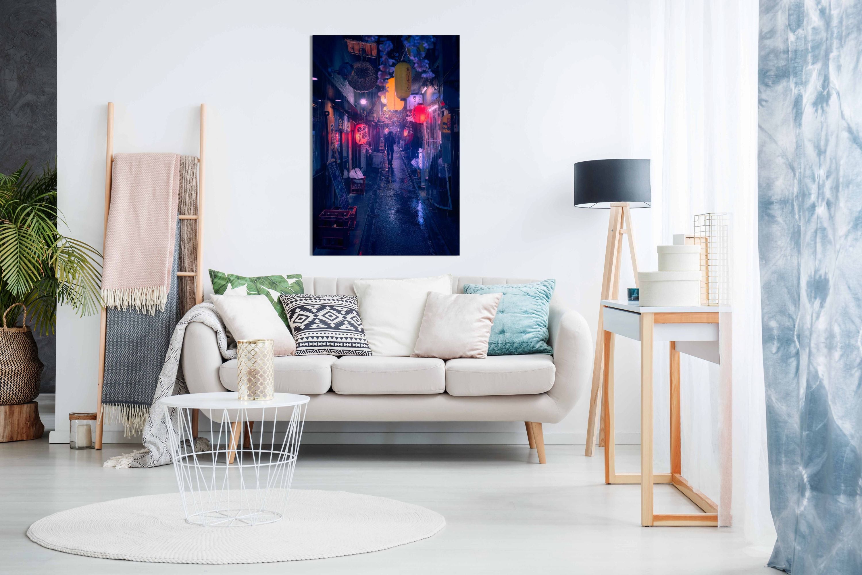 Tokyo Blue Rain 2, Pictures for Home Walls, Bedroom, Living Room & Bathroom Decor