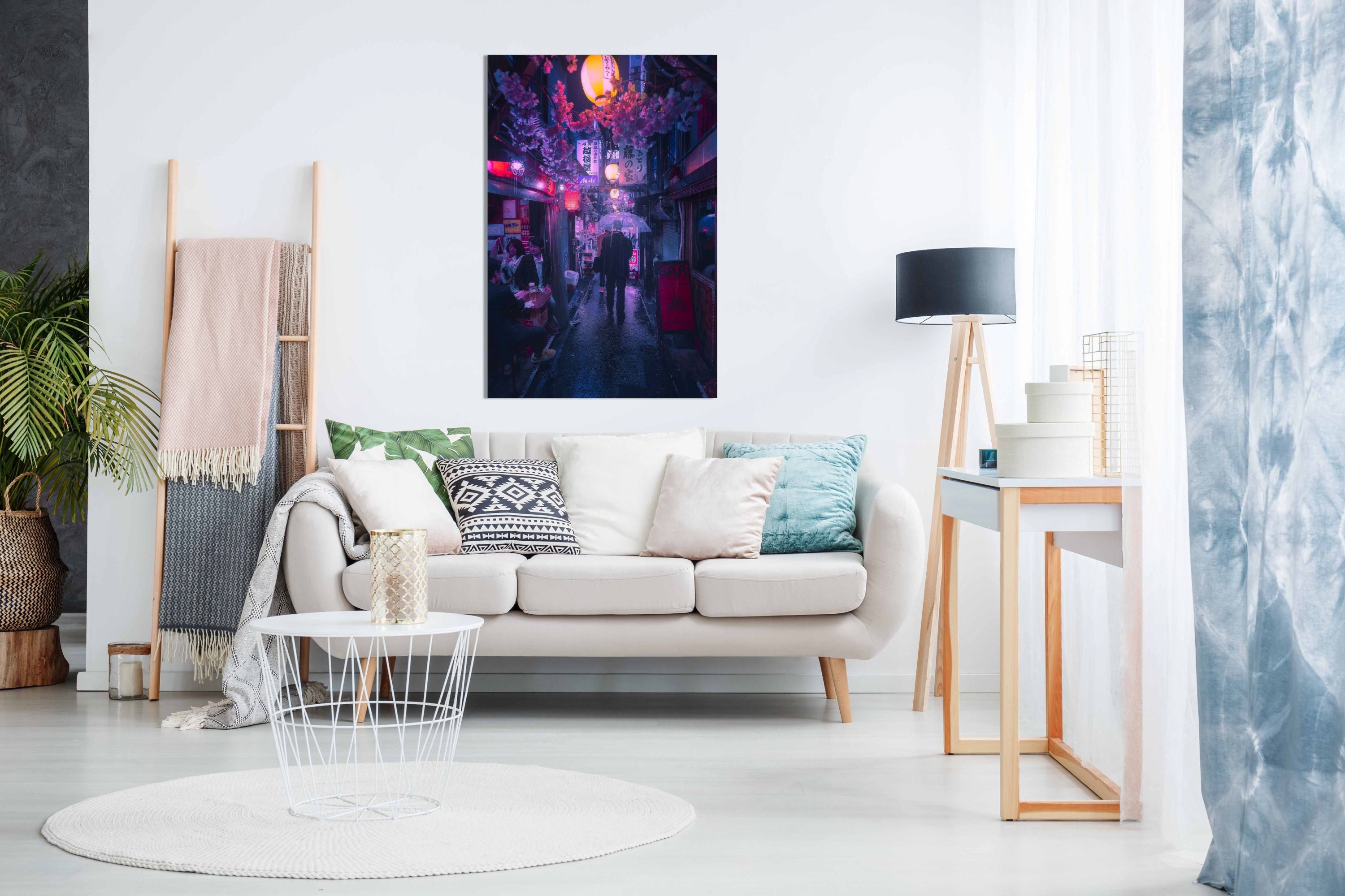 Tokyo Blue Rain 3, Pictures for Home Walls, Bedroom, Living Room & Bathroom Decor