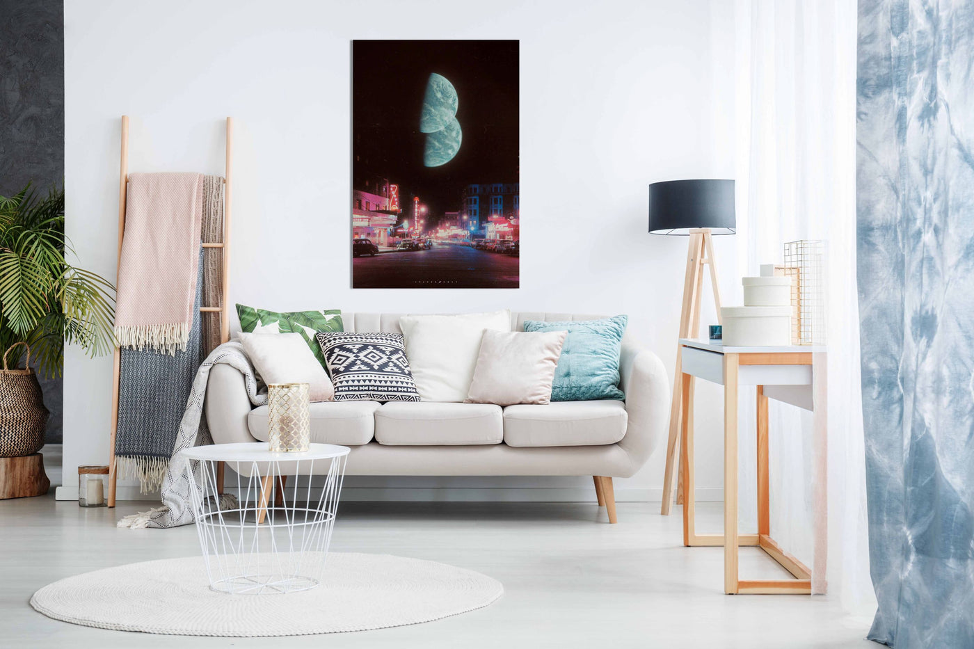 Two Moons, Pictures for Home Walls, Bedroom, Living Room & Bathroom Decor