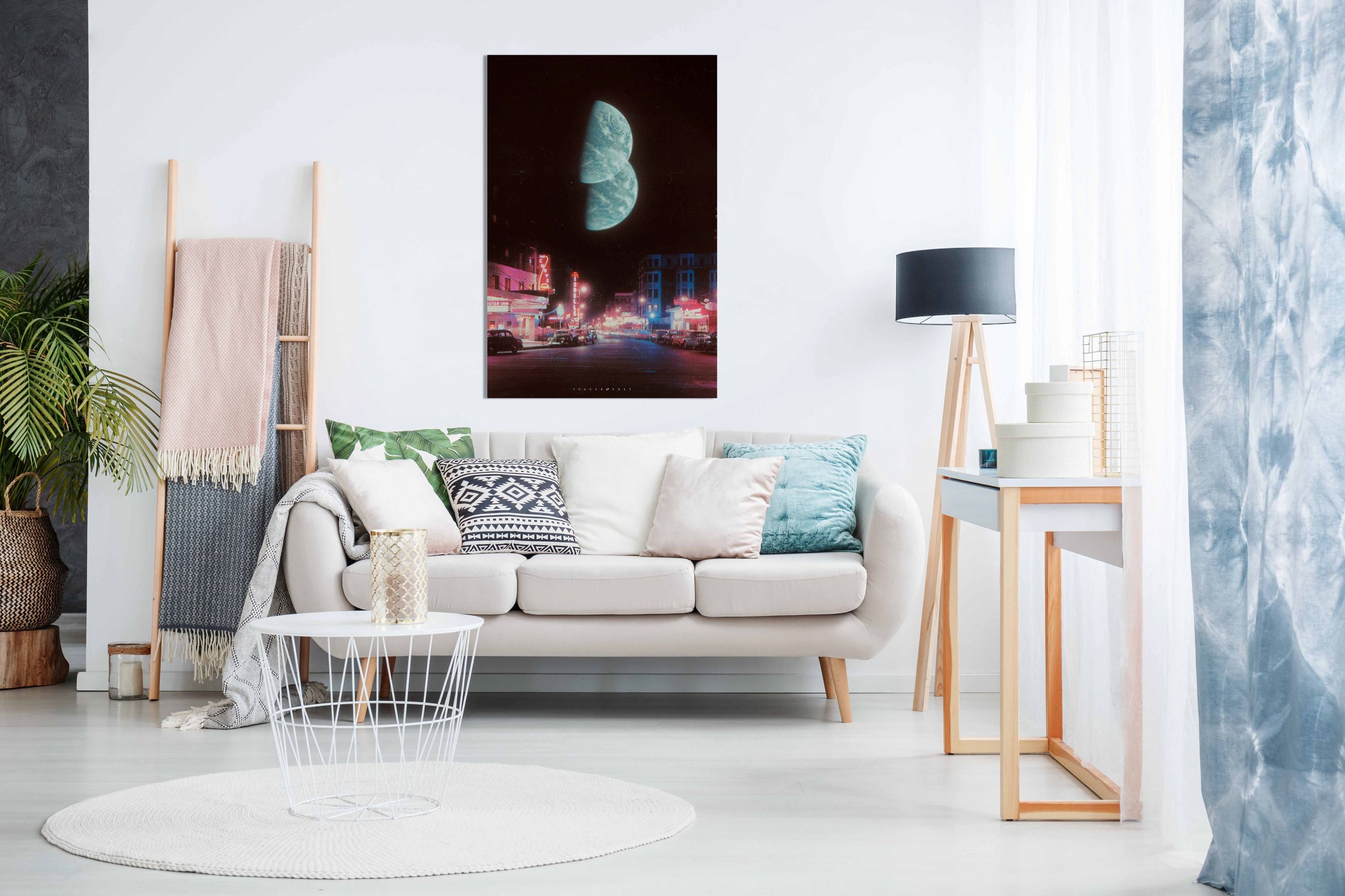 Two Moons, Pictures for Home Walls, Bedroom, Living Room & Bathroom Decor