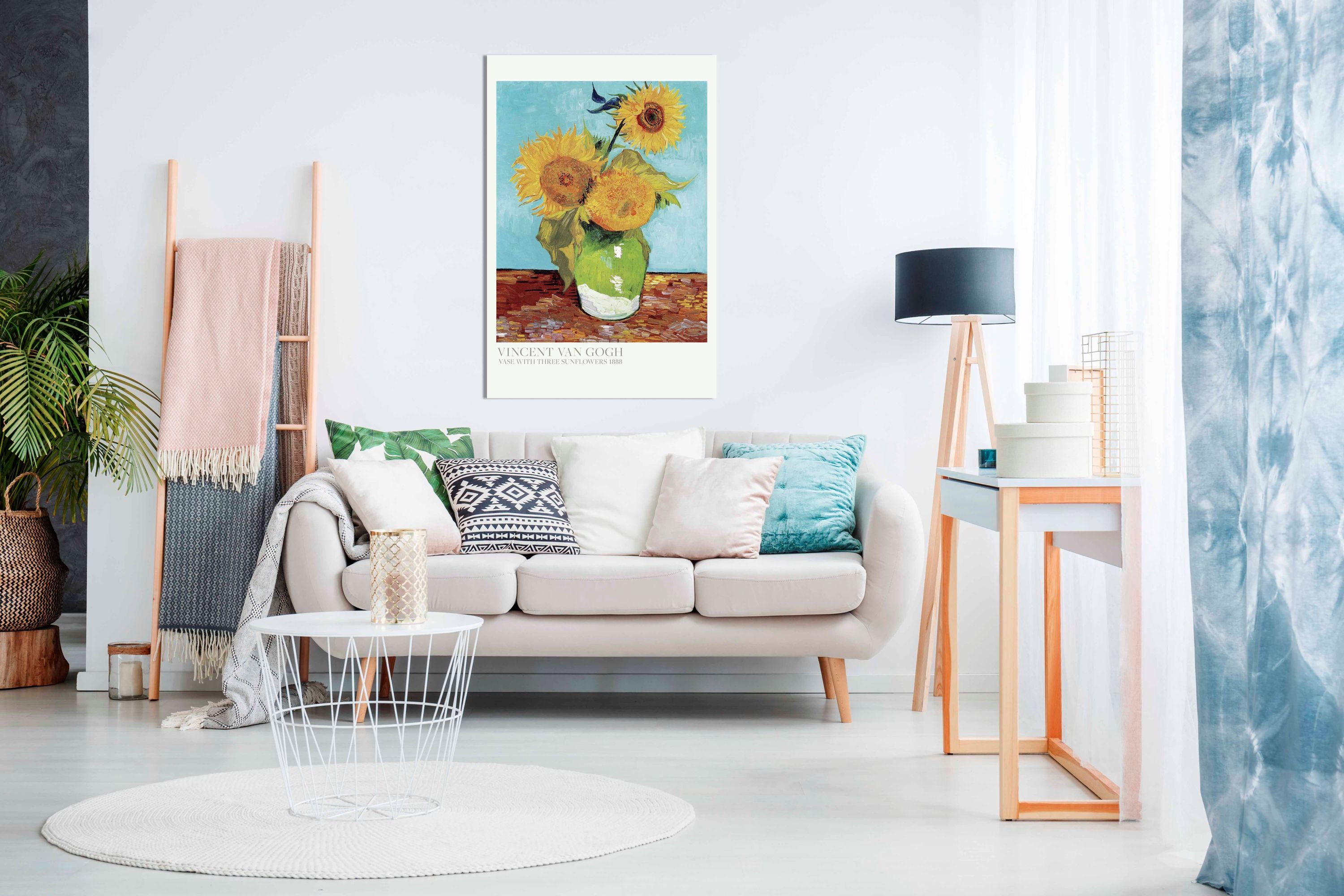Vase With Three Sunflowers, Pictures for Home Walls, Bedroom, Living Room & Bathroom Decor