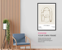 Woman Line Portrait, Pictures for Home Walls, Bedroom, Living Room & Bathroom Decor