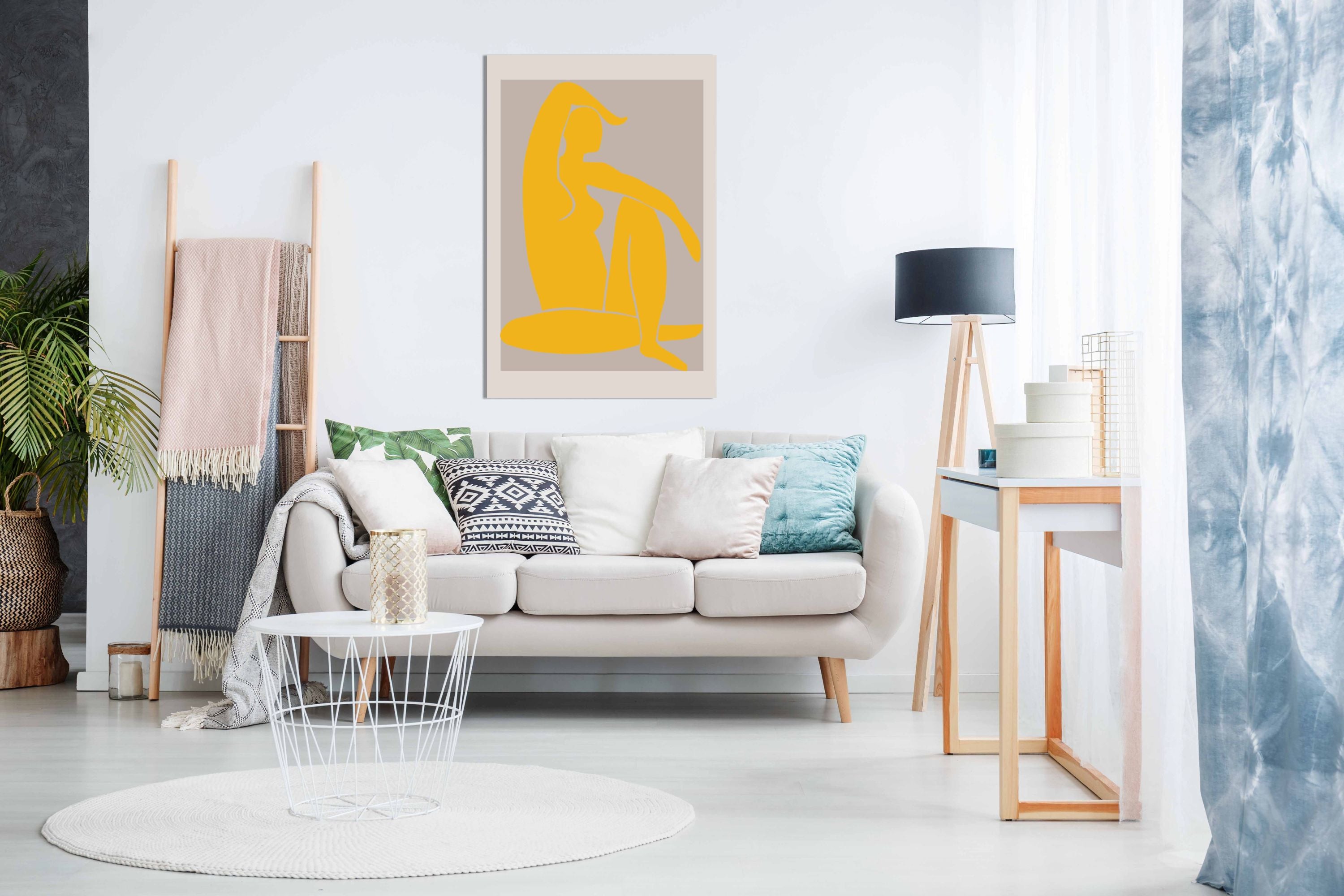 Yellow Figure, Pictures for Home Walls, Bedroom, Living Room & Bathroom Decor