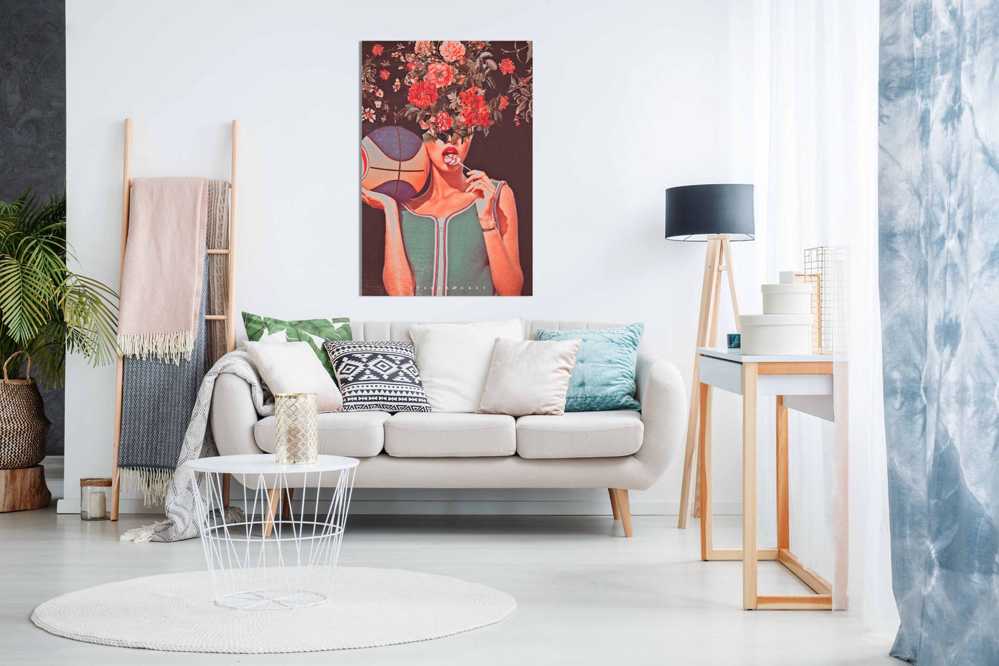 Flower Basketball, Pictures for Home Walls, Bedroom, Living Room & Bathroom Decor