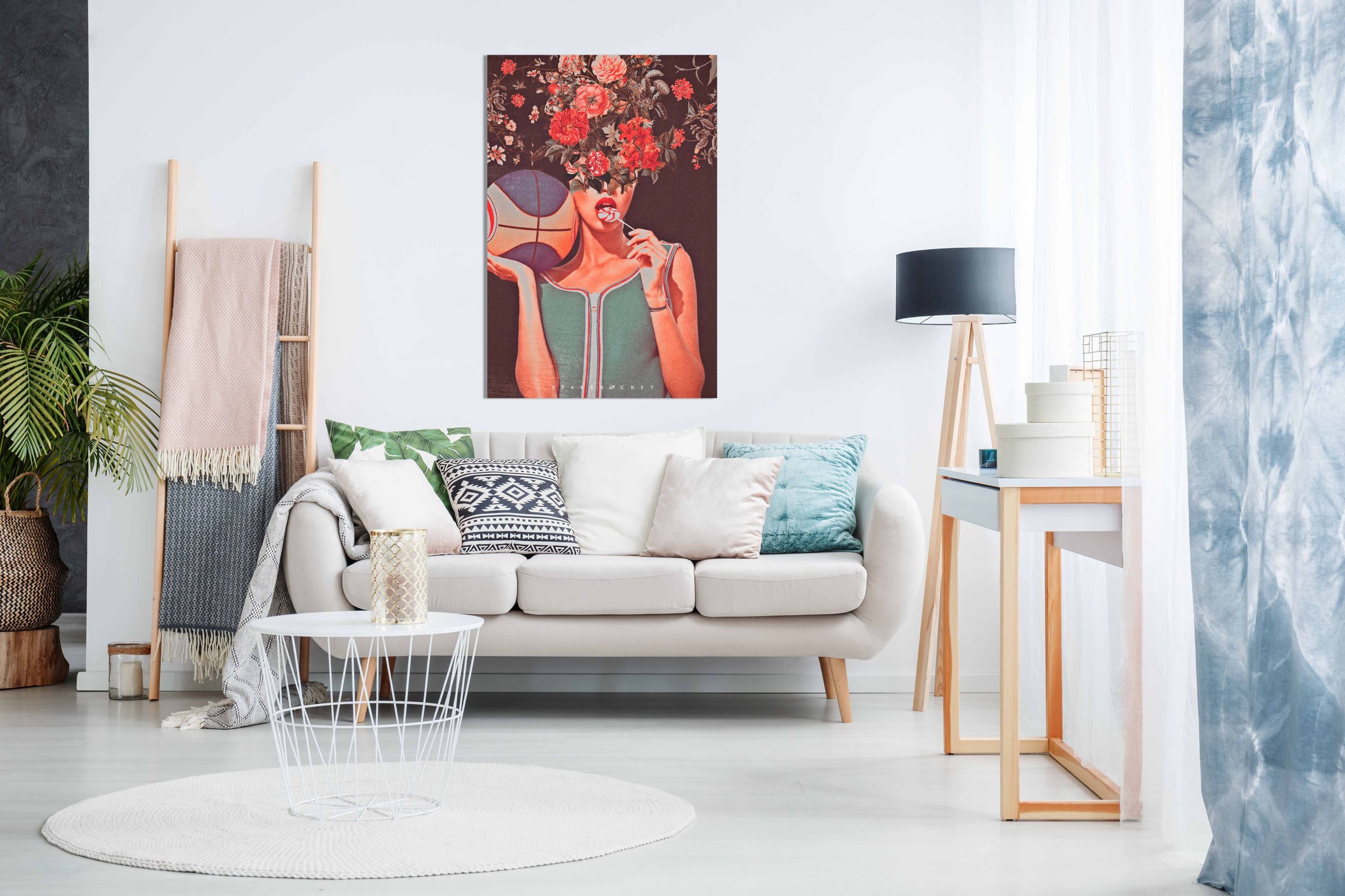 Flower Basketball, Pictures for Home Walls, Bedroom, Living Room & Bathroom Decor