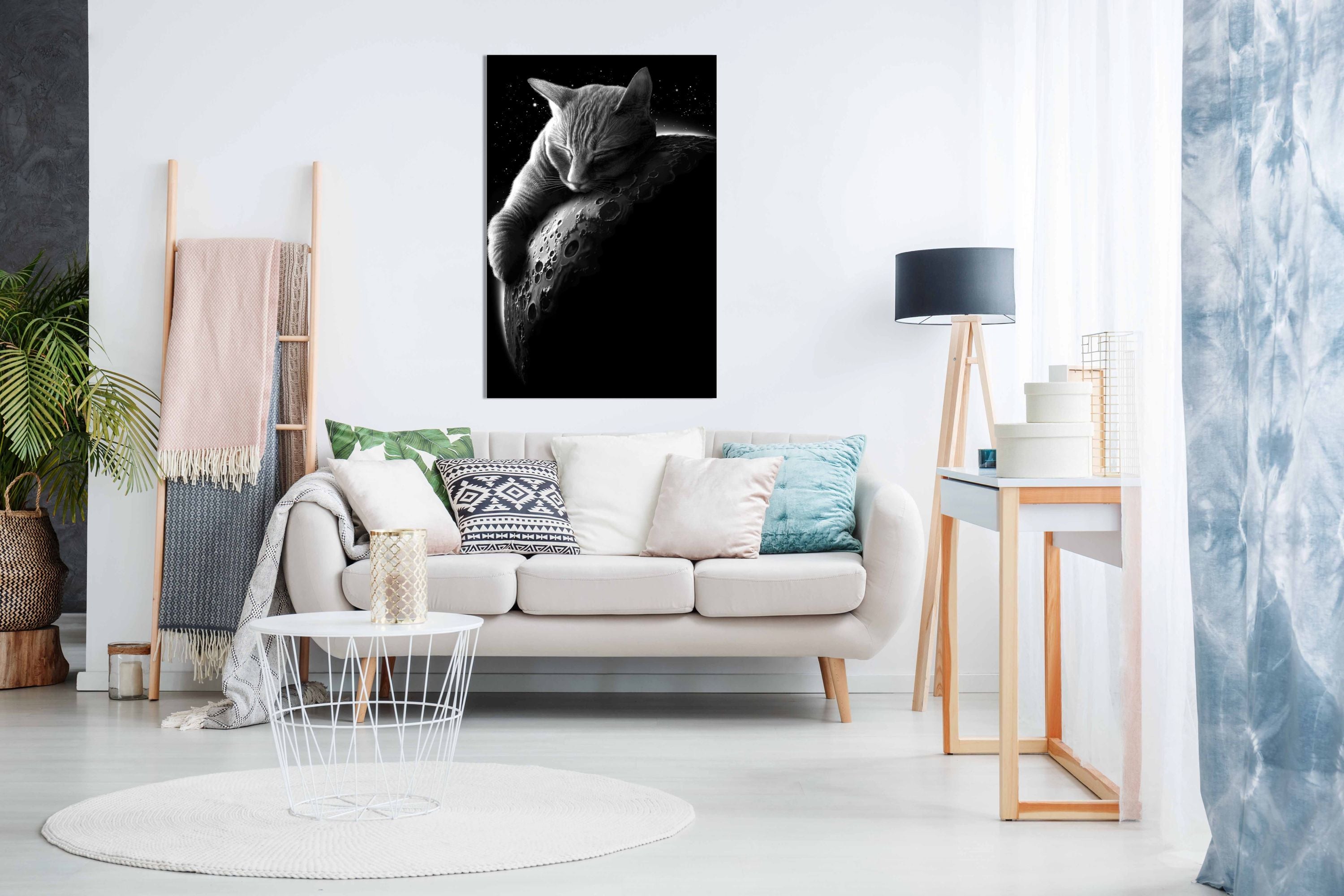 Mooncat, Pictures for Home Walls, Bedroom, Living Room & Bathroom Decor