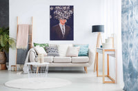 Navy and White Flowers, Pictures for Home Walls, Bedroom, Living Room & Bathroom Decor